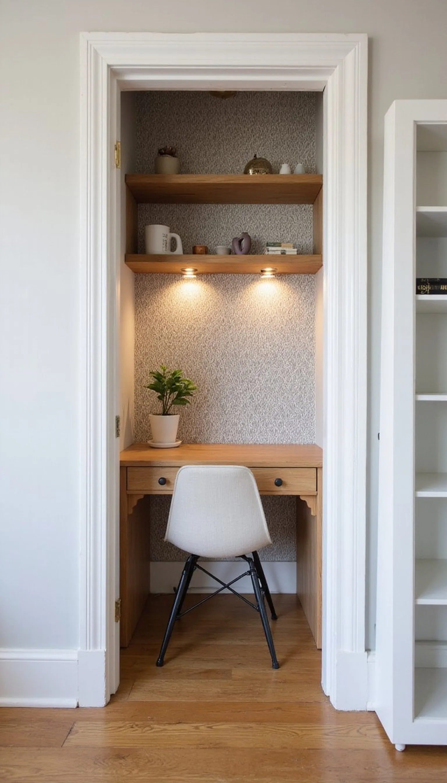 Tiny closet? Try a folding desk nook