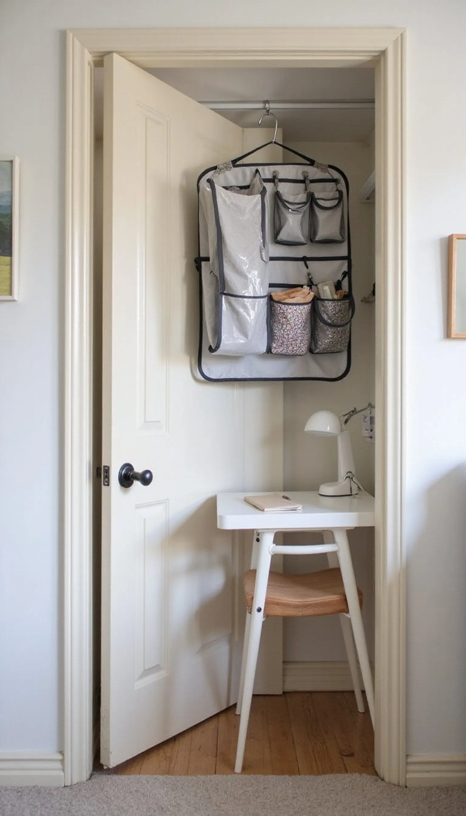 Use an over-the-door organizer for office supplies