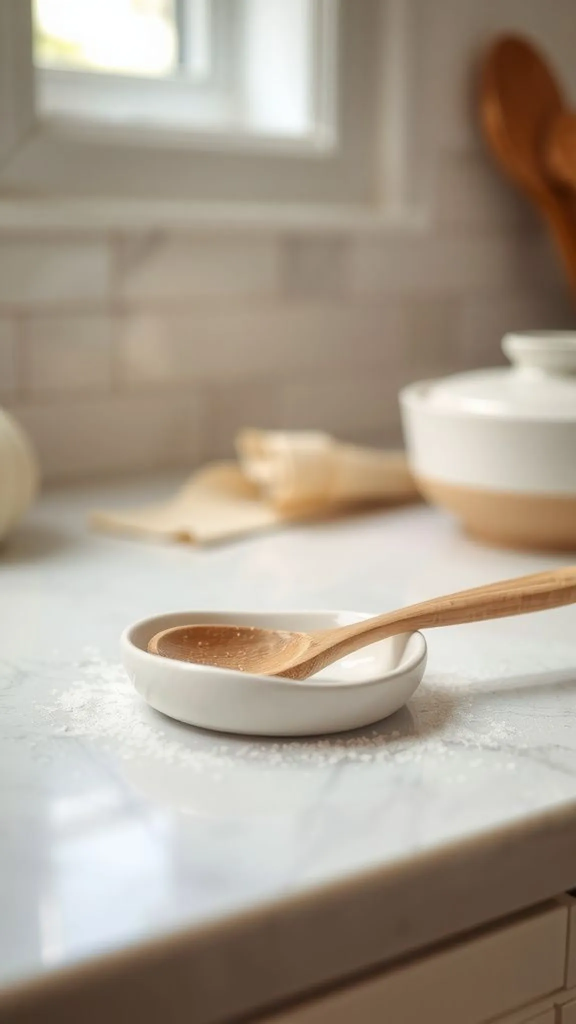 Faux ceramic spoon rests in neutral tones