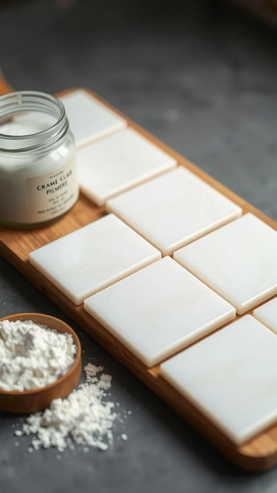 Faux milk glass tiles as tiny coasters