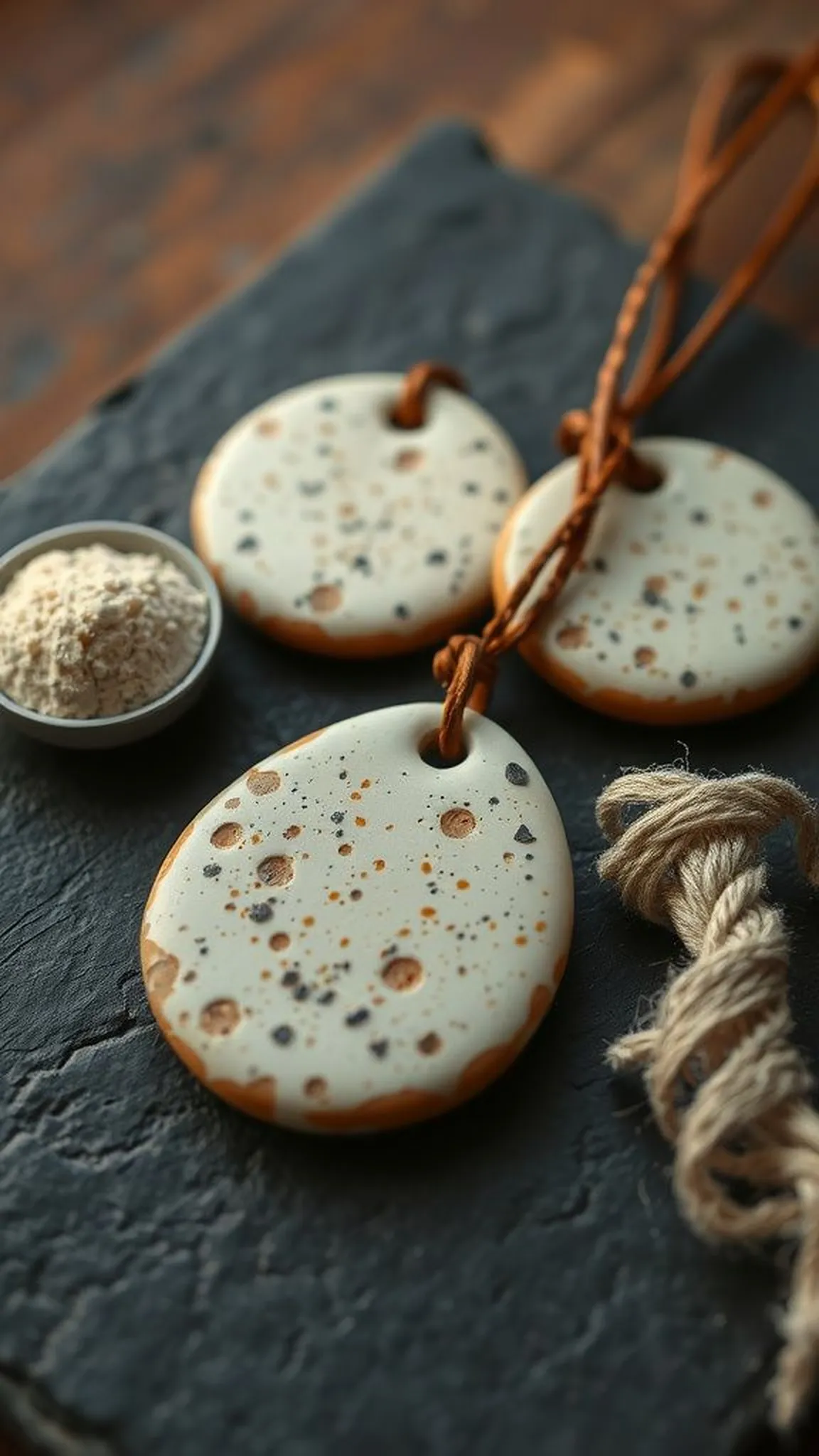 Faux stoneware pendants with speckled texture