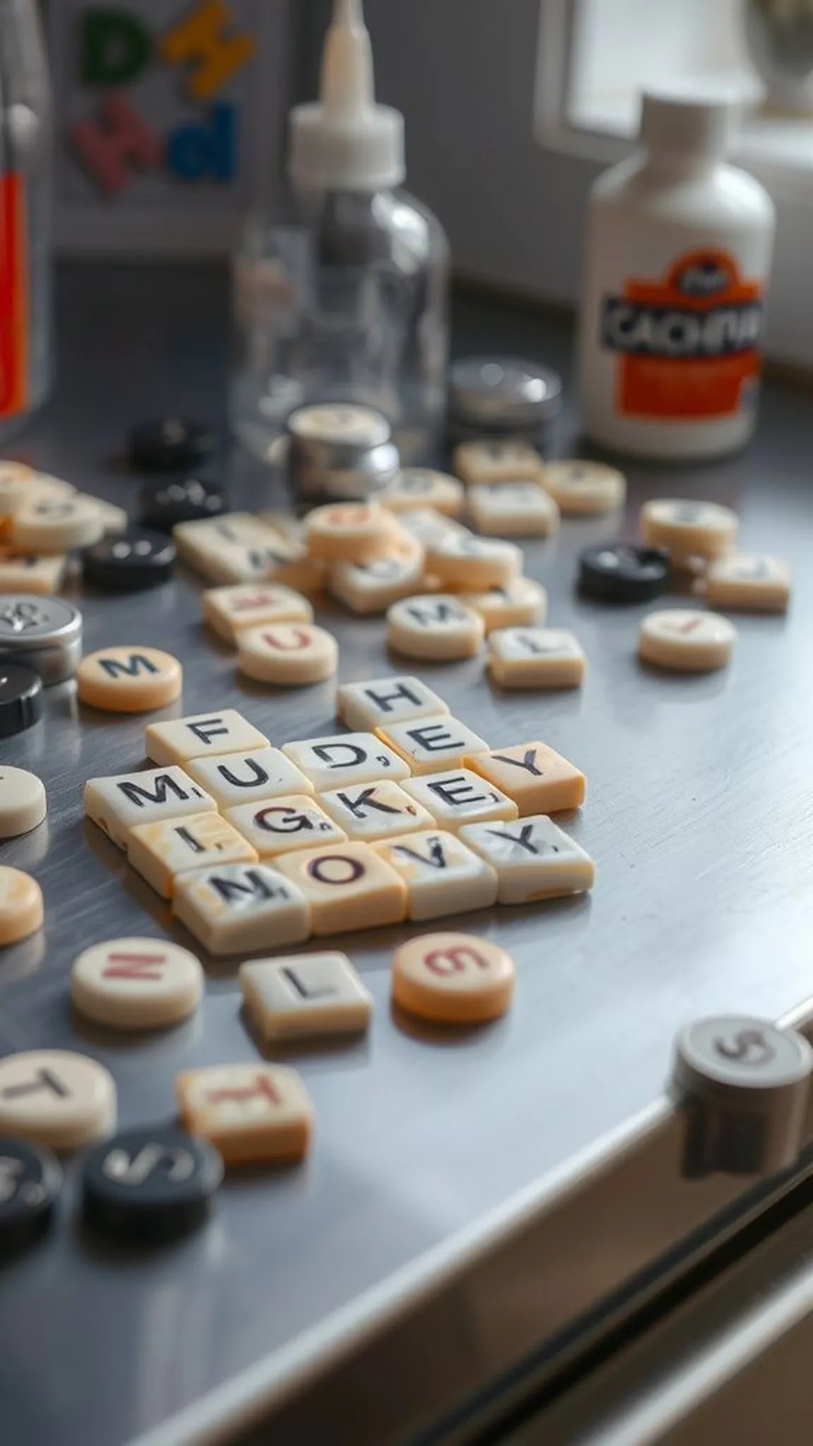 Hand-lettered fridge poetry magnets