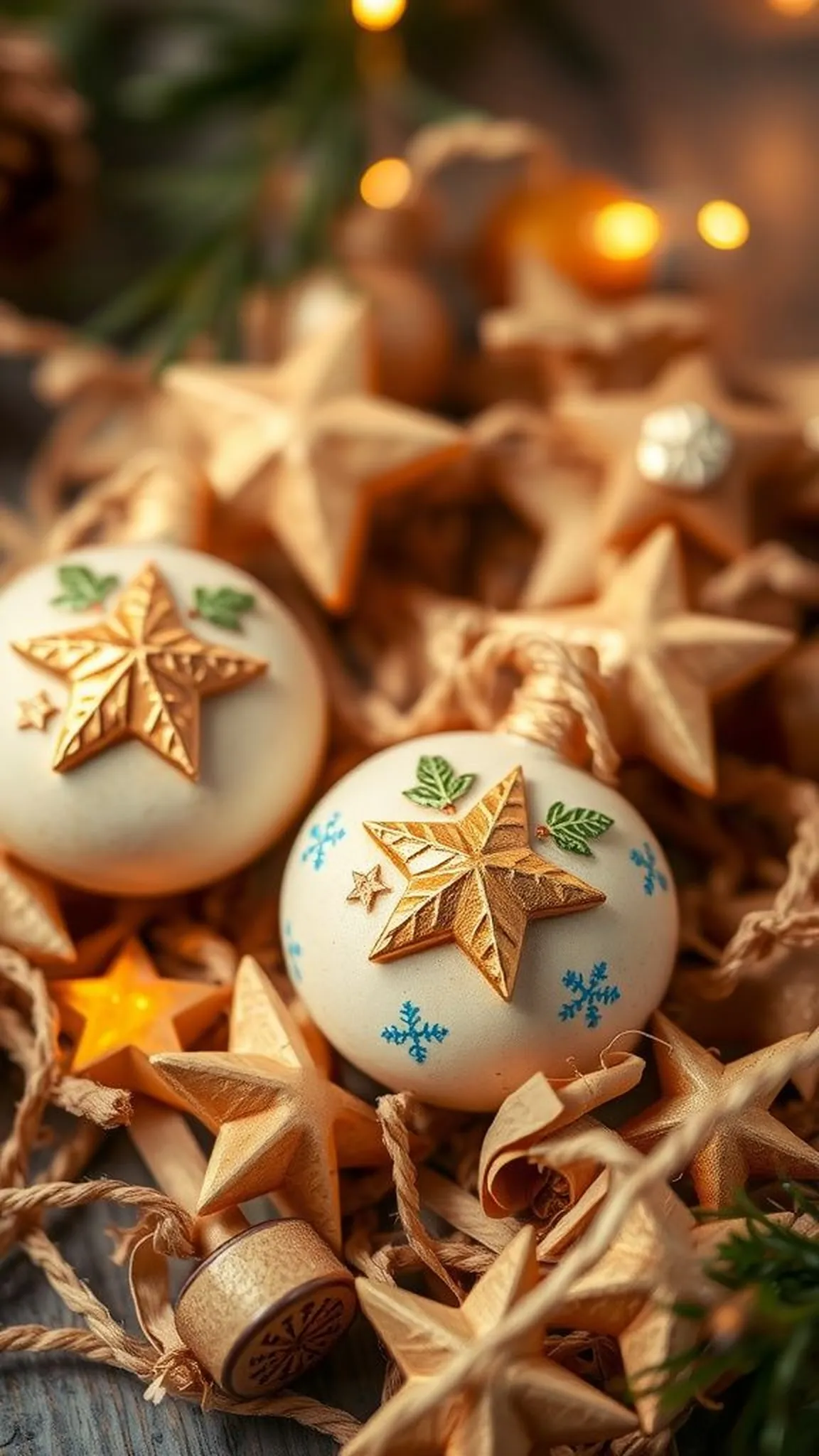 Mini holiday ornaments with embossed motifs