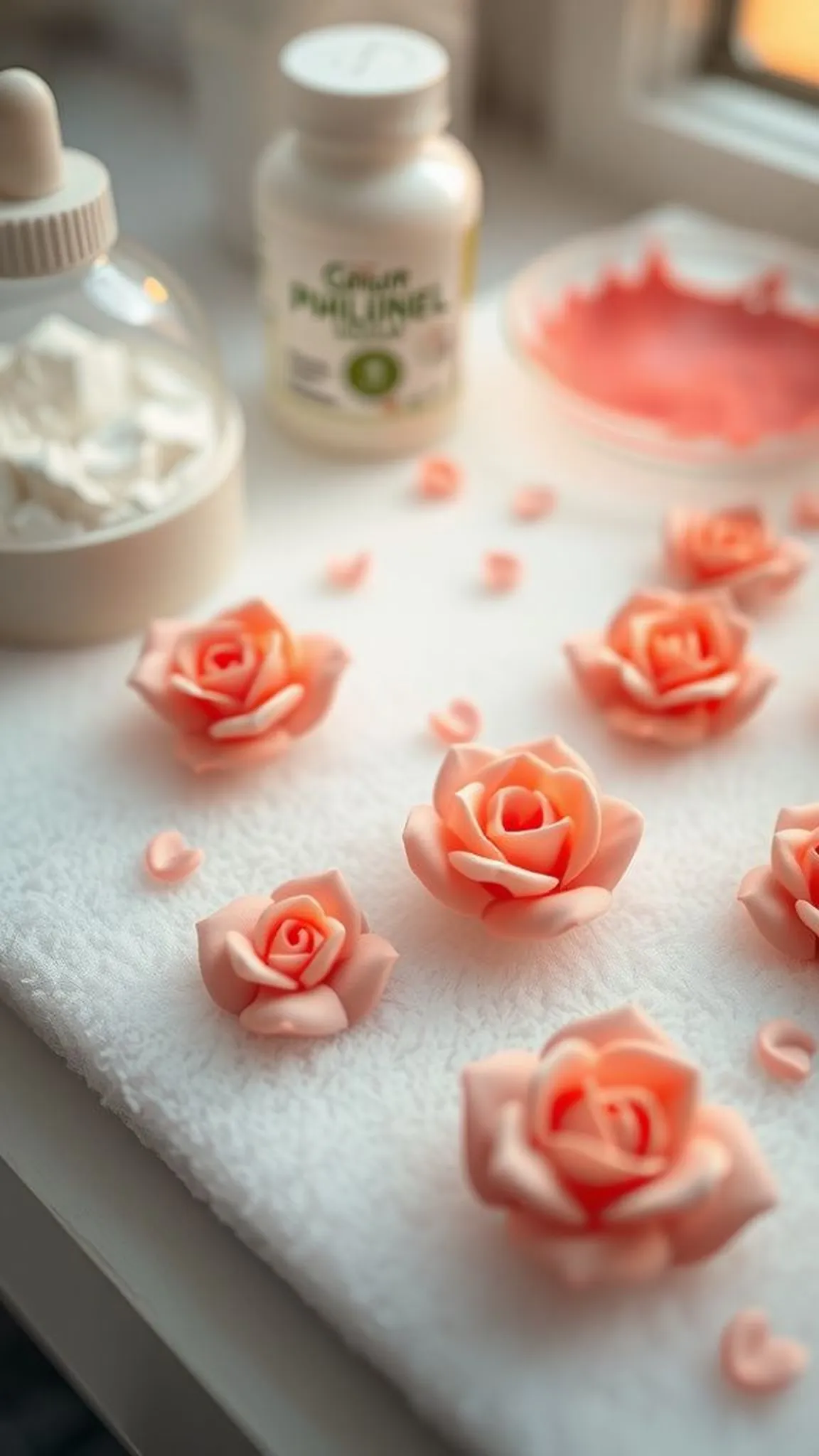 Mini rose cabochons with petal detail