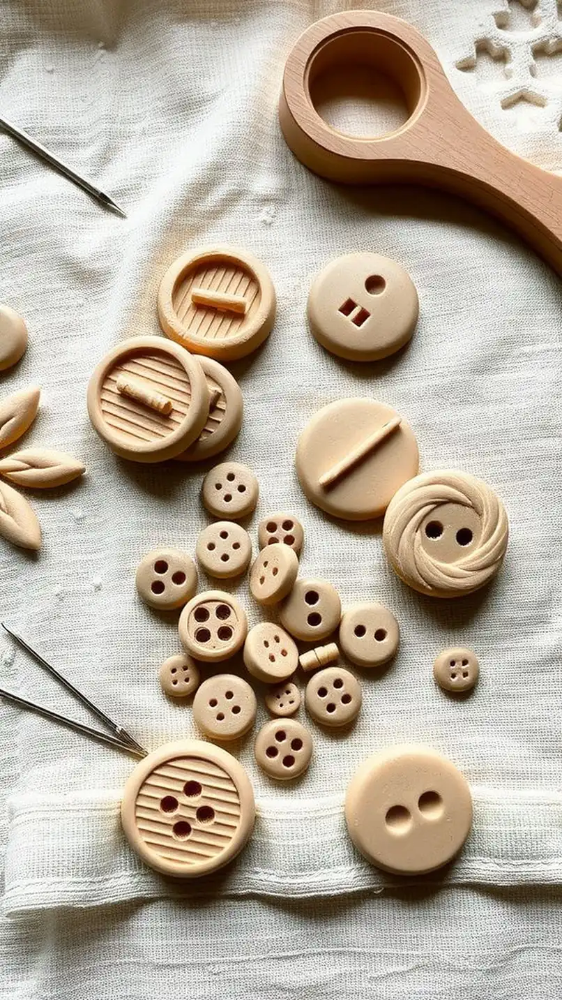 Textured button set for handmade garments