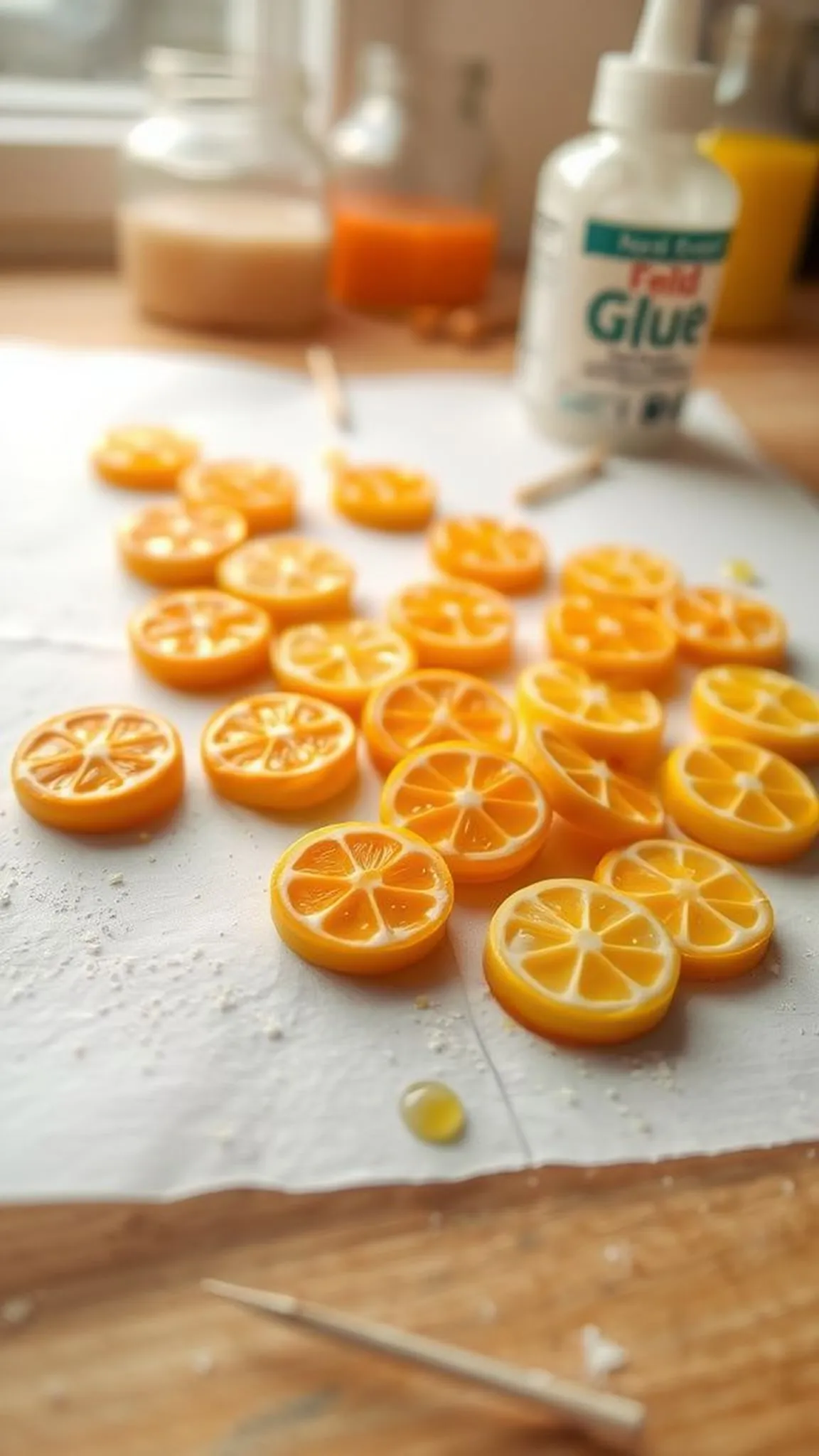 Tiny citrus slice charms for bright keychains