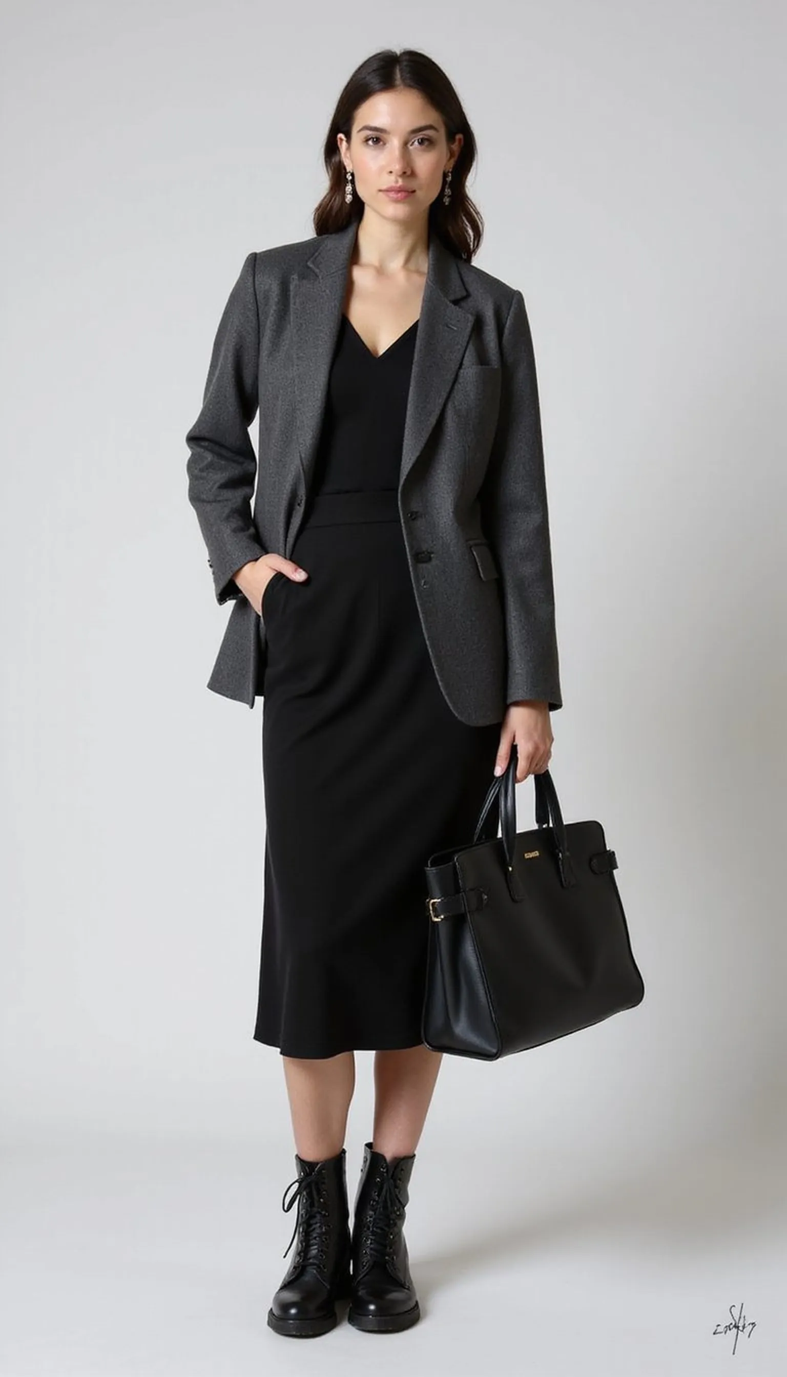 Blazer and midi skirt for office polish