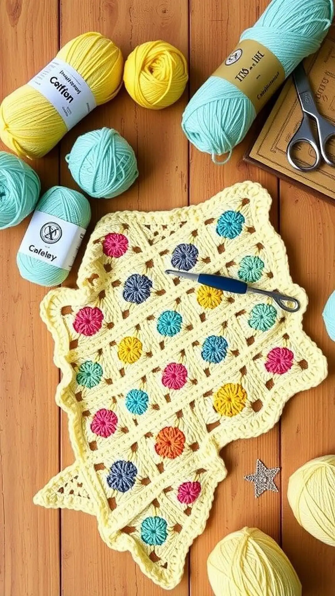 Diagonal granny squares turned into practical cloths