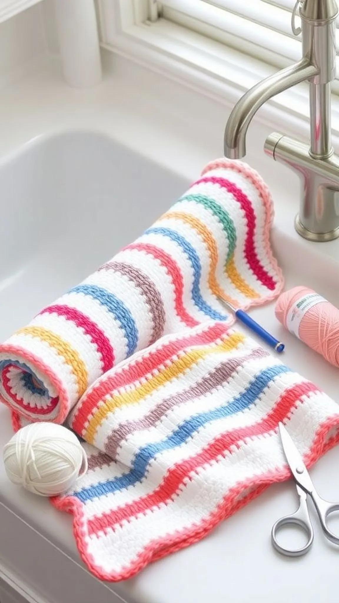Half double crochet striped kitchen cloth idea