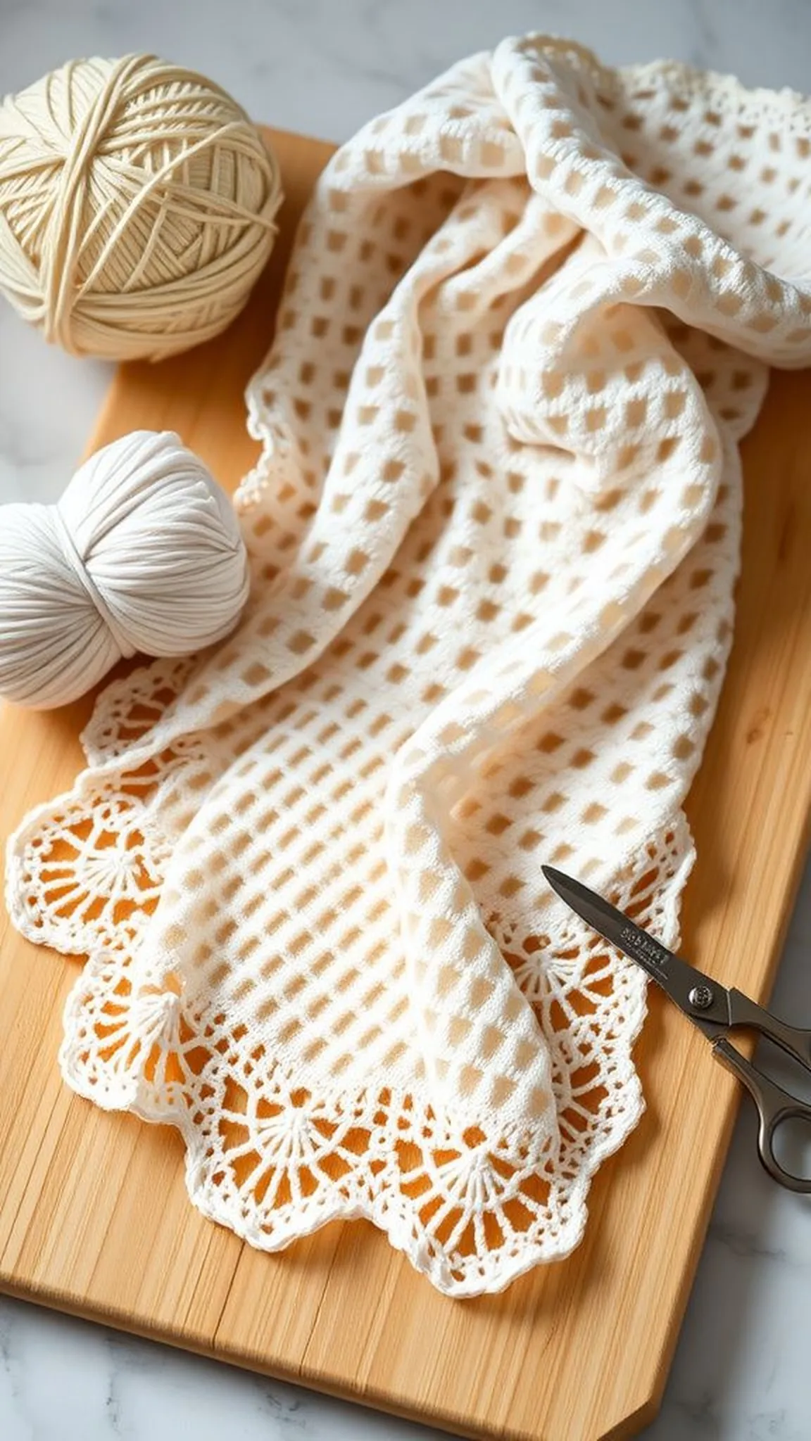 Lacy shell dishcloth for delicate kitchen touch