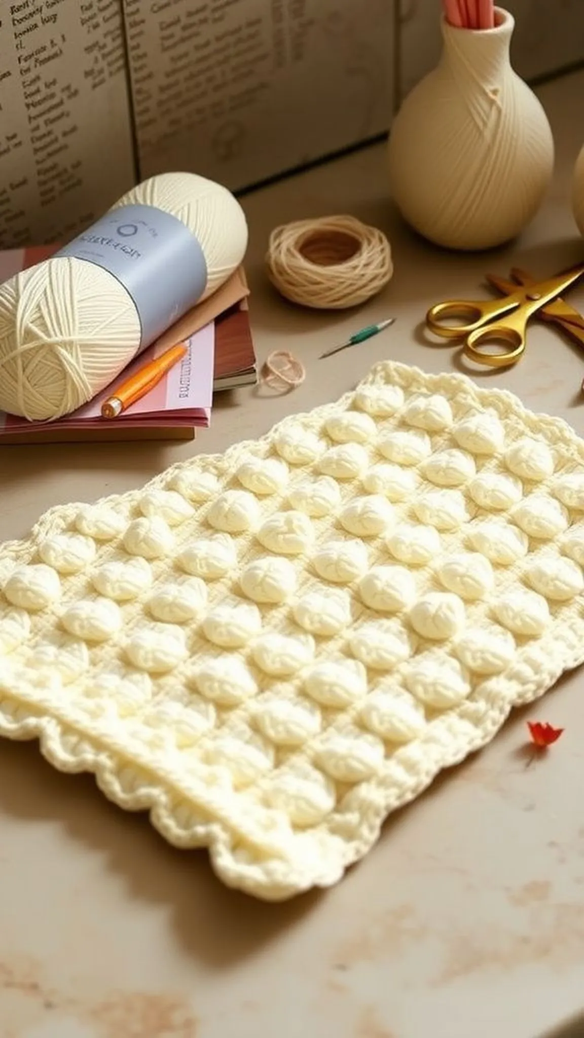 Raised bobble cloth with pillowy surface