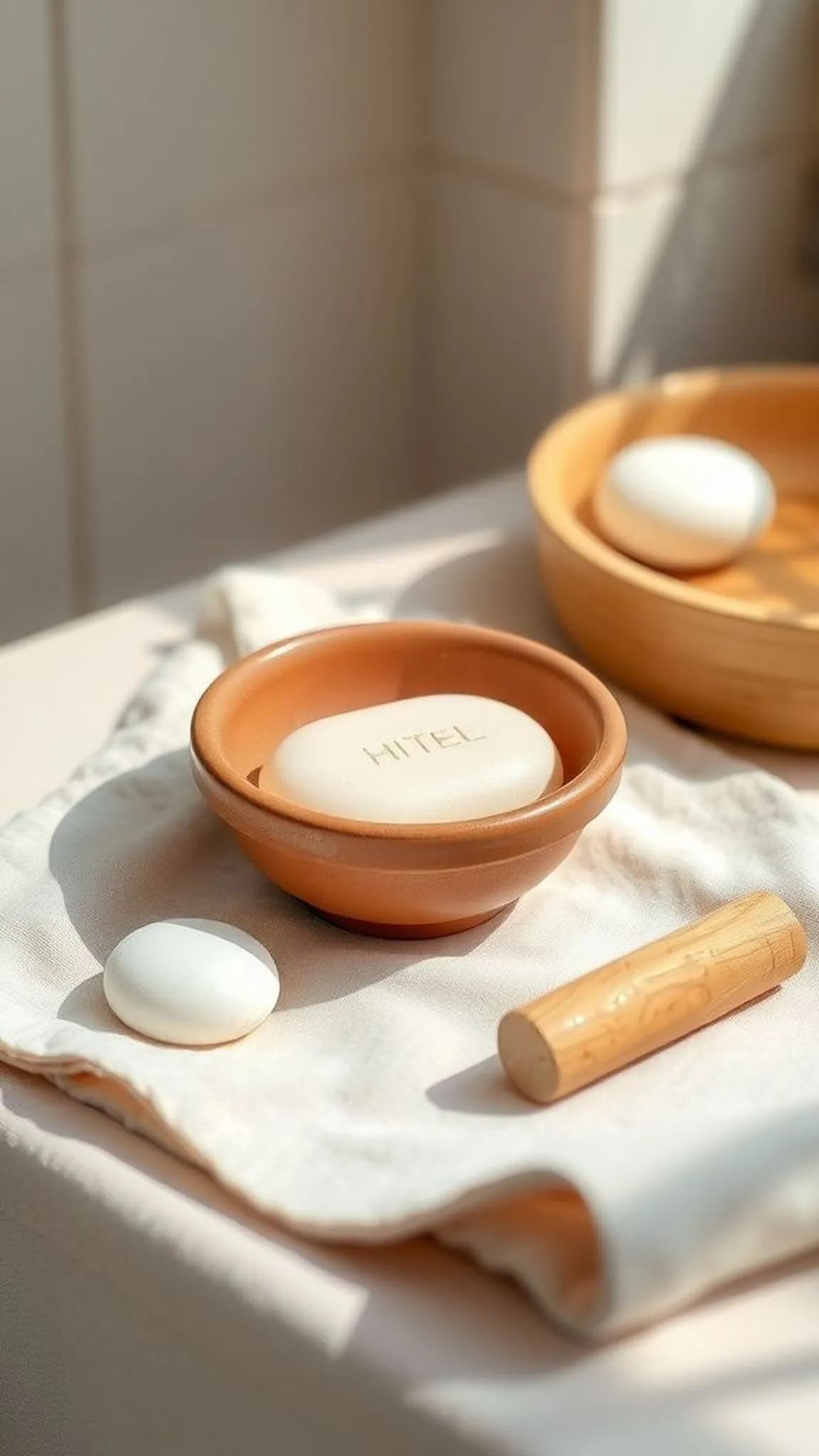 Cupped soap dish with padded base for stability