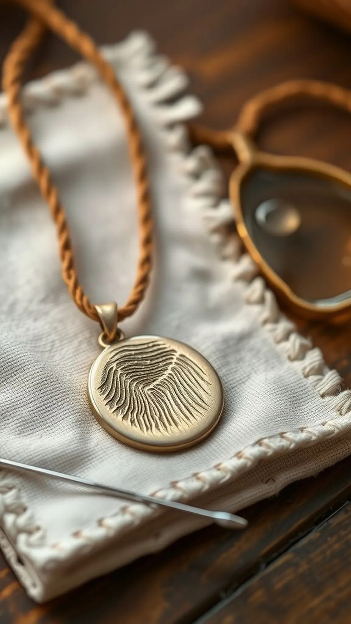 Thumbprint pendant with large bail for easy threading