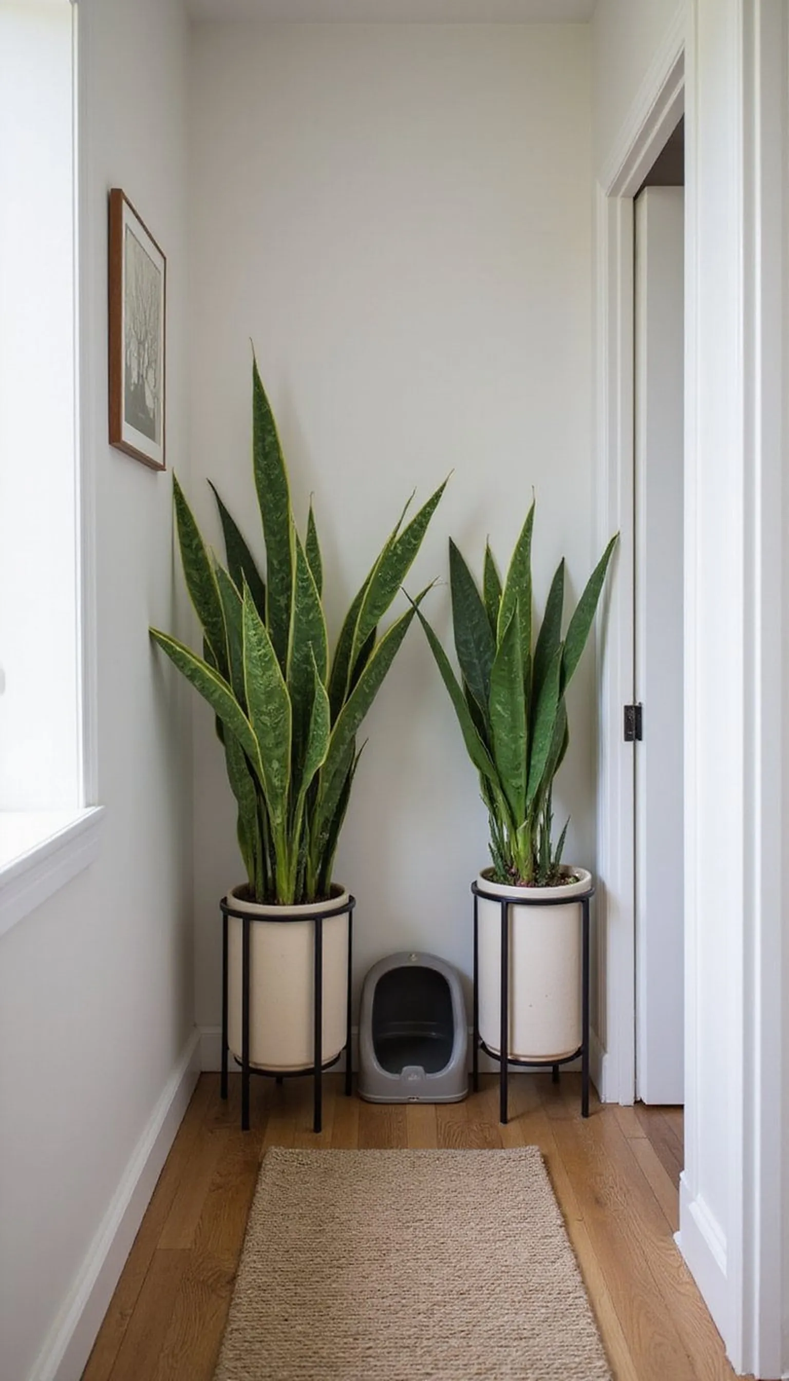 Hallway alcove disguised as plant nook