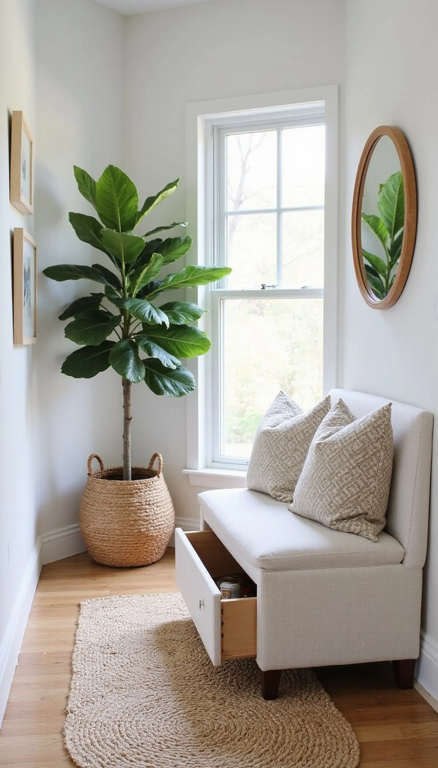 Hidden bench with pull-out litter drawer