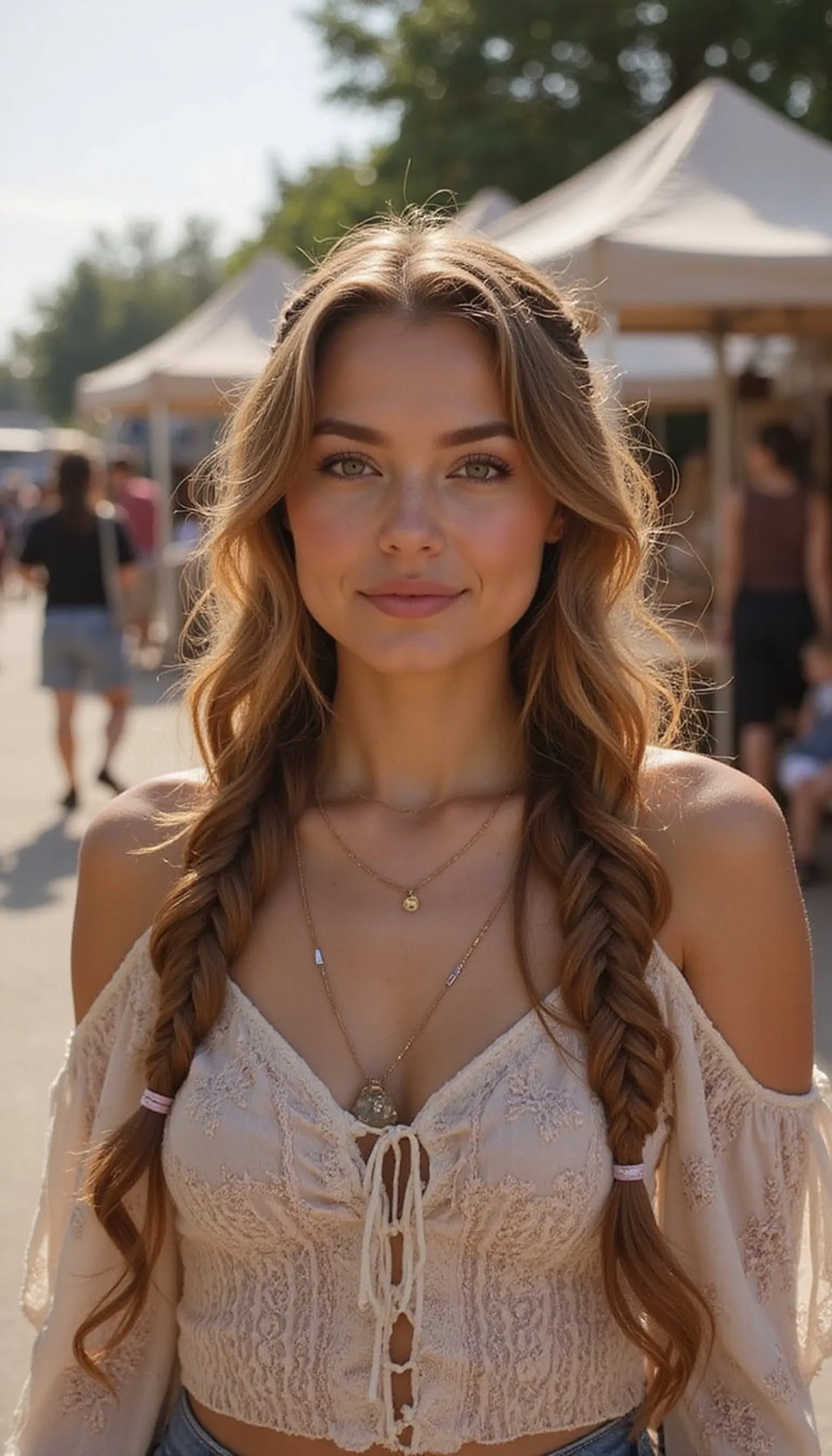 Boho Half-Braids With Scarf Ribbon Details