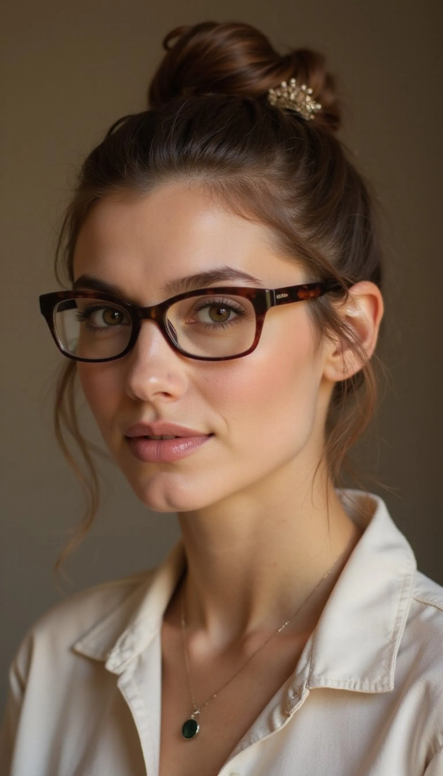 Claw Clip Updo That Lets Glasses Breathe