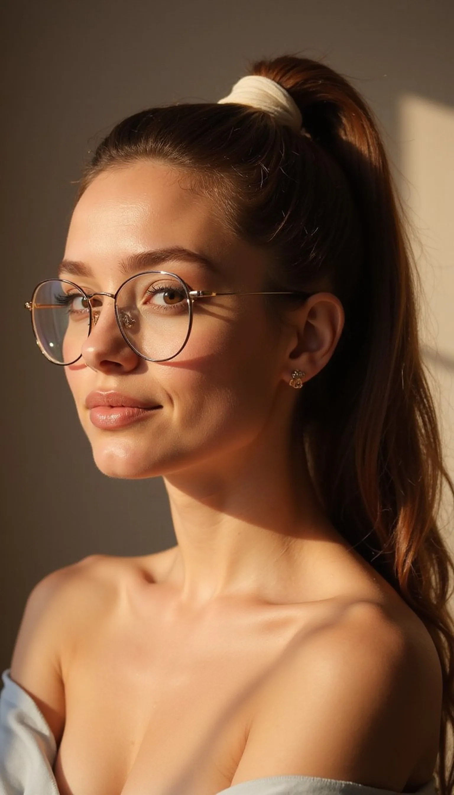 High Ponytail With Soft Face-Frame For Glasses
