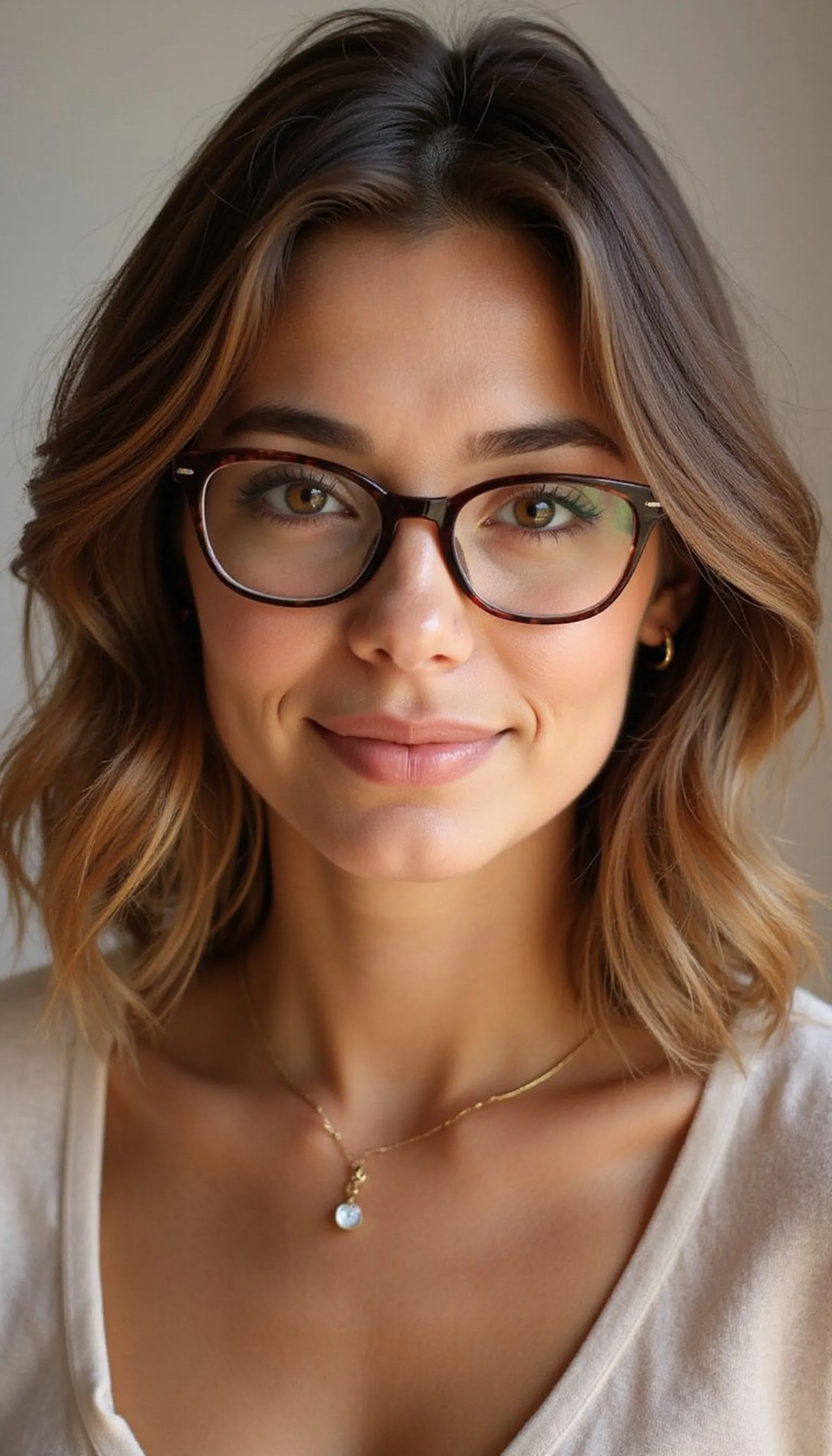Layered Lob That Flatters Thick Frames