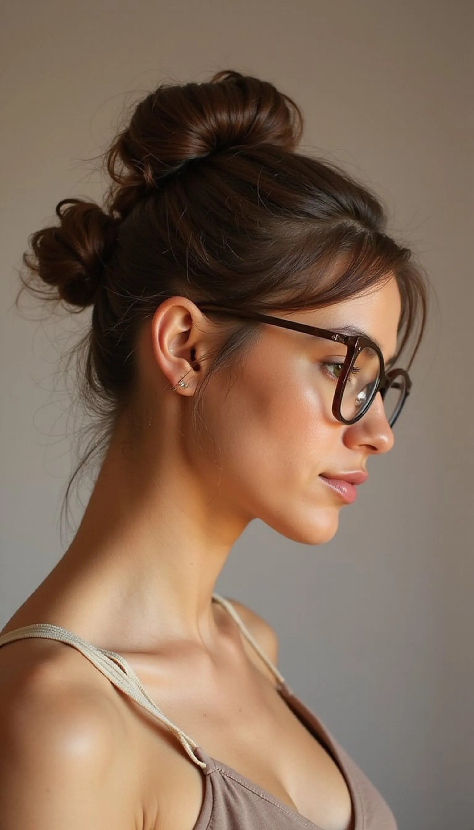 Low Messy Bun For Glasses And Movement