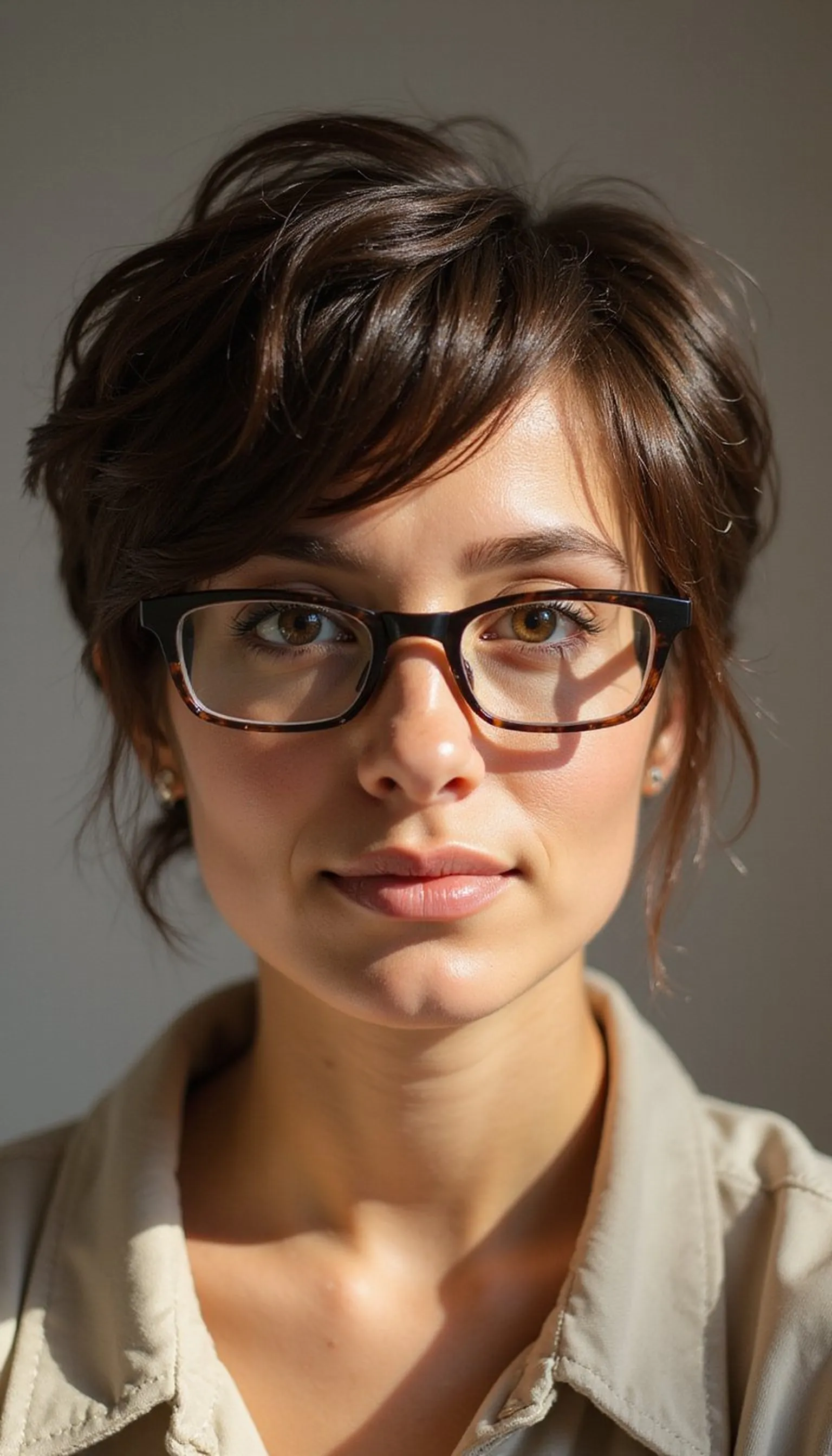 Side-Swept Pixie That Frames Glasses Nicely
