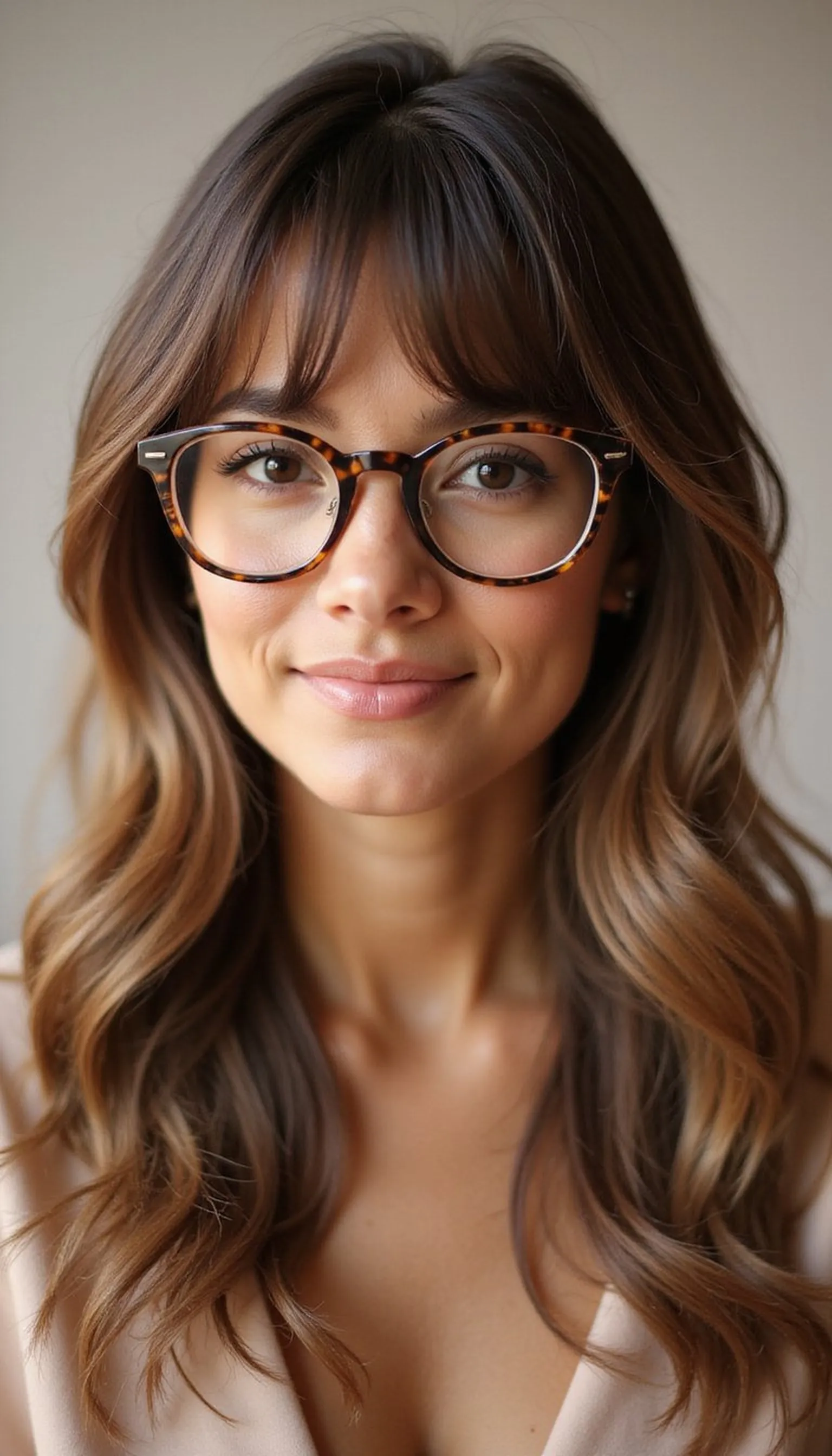 Soft Waves With Curtain Bangs For Balanced Wear