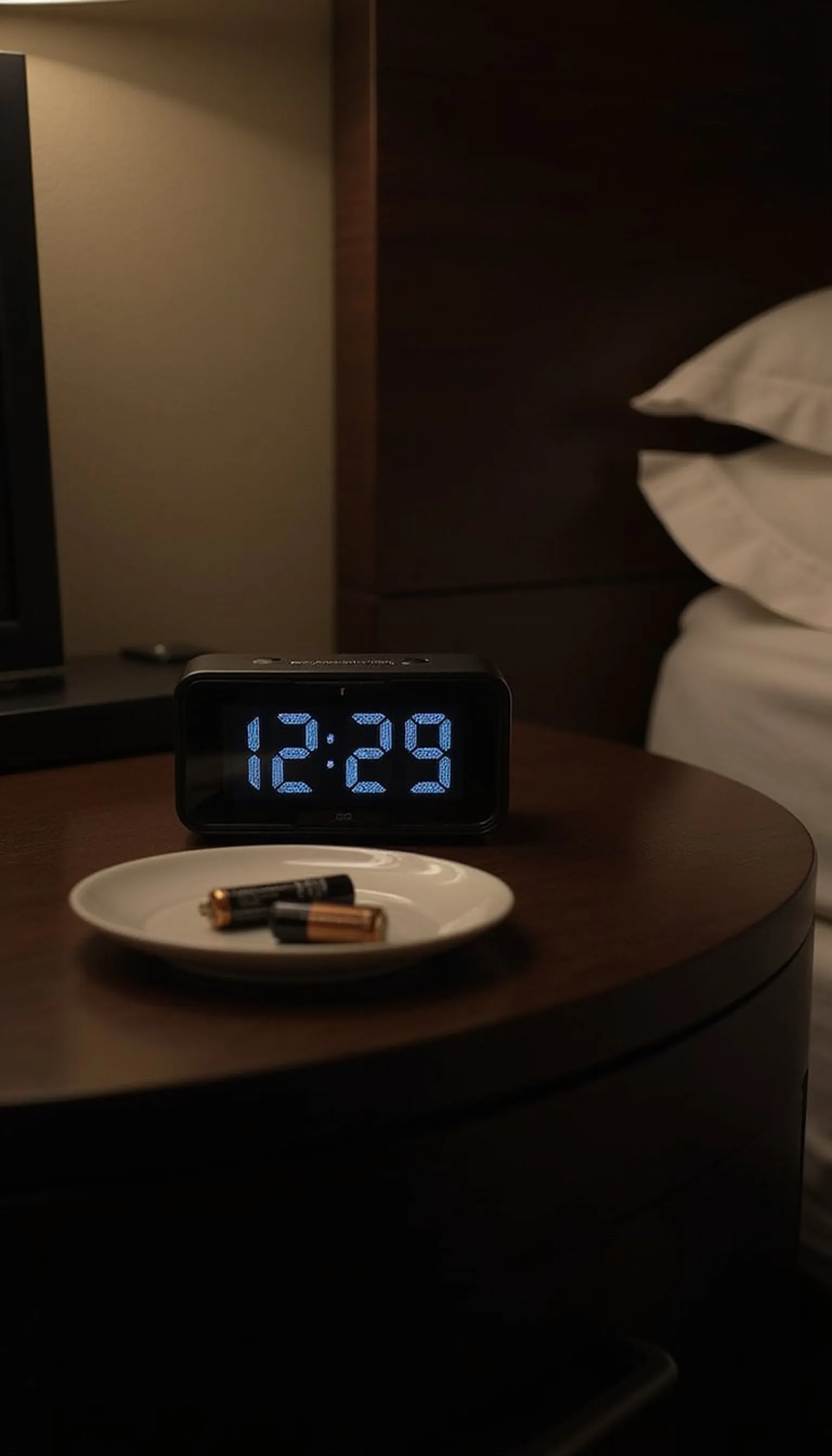 Compact alarm clock with dim display