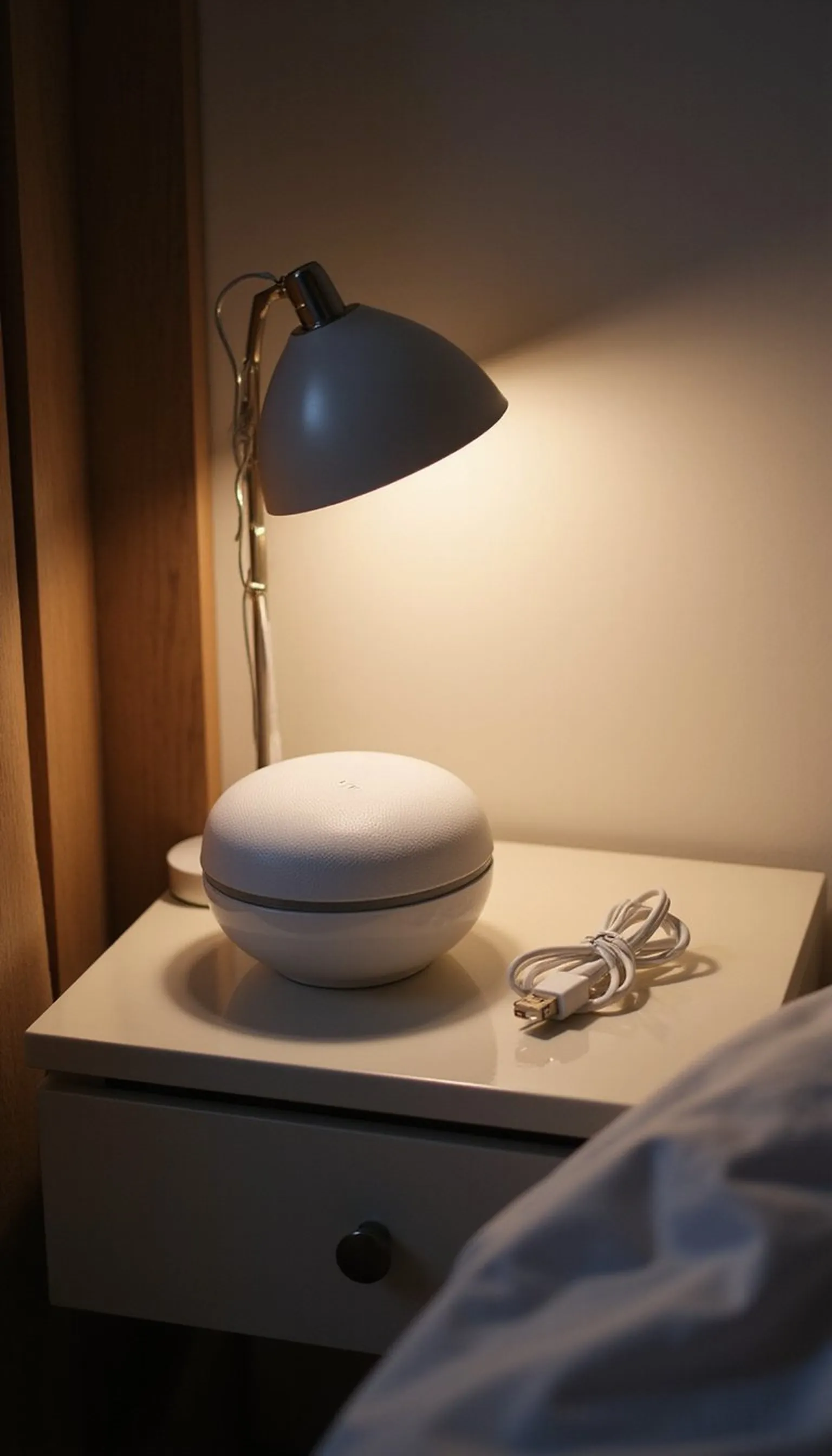 Compact white noise machine for steady sleep