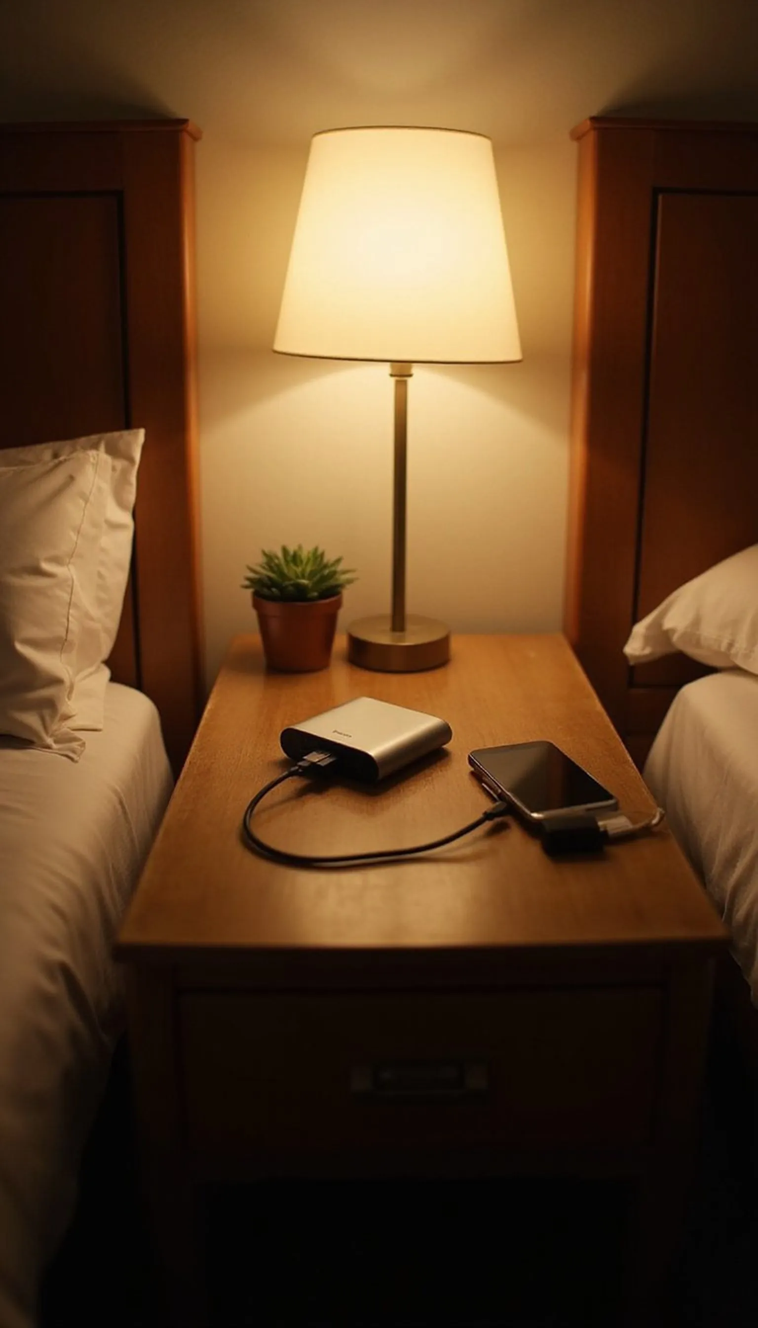 Portable bedside power bank for overnight charging
