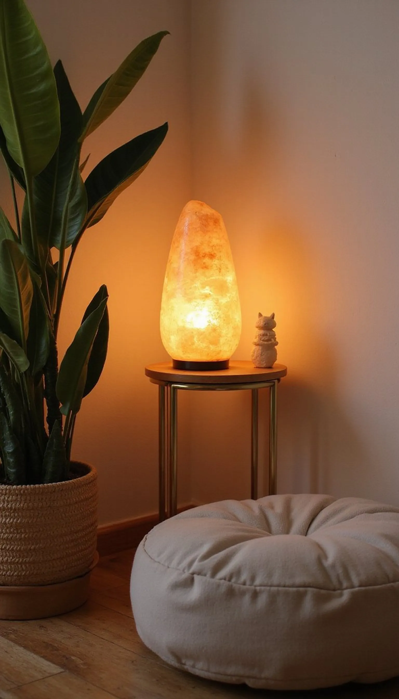 Quiet Corner with Himalayan Salt Lamp Glow