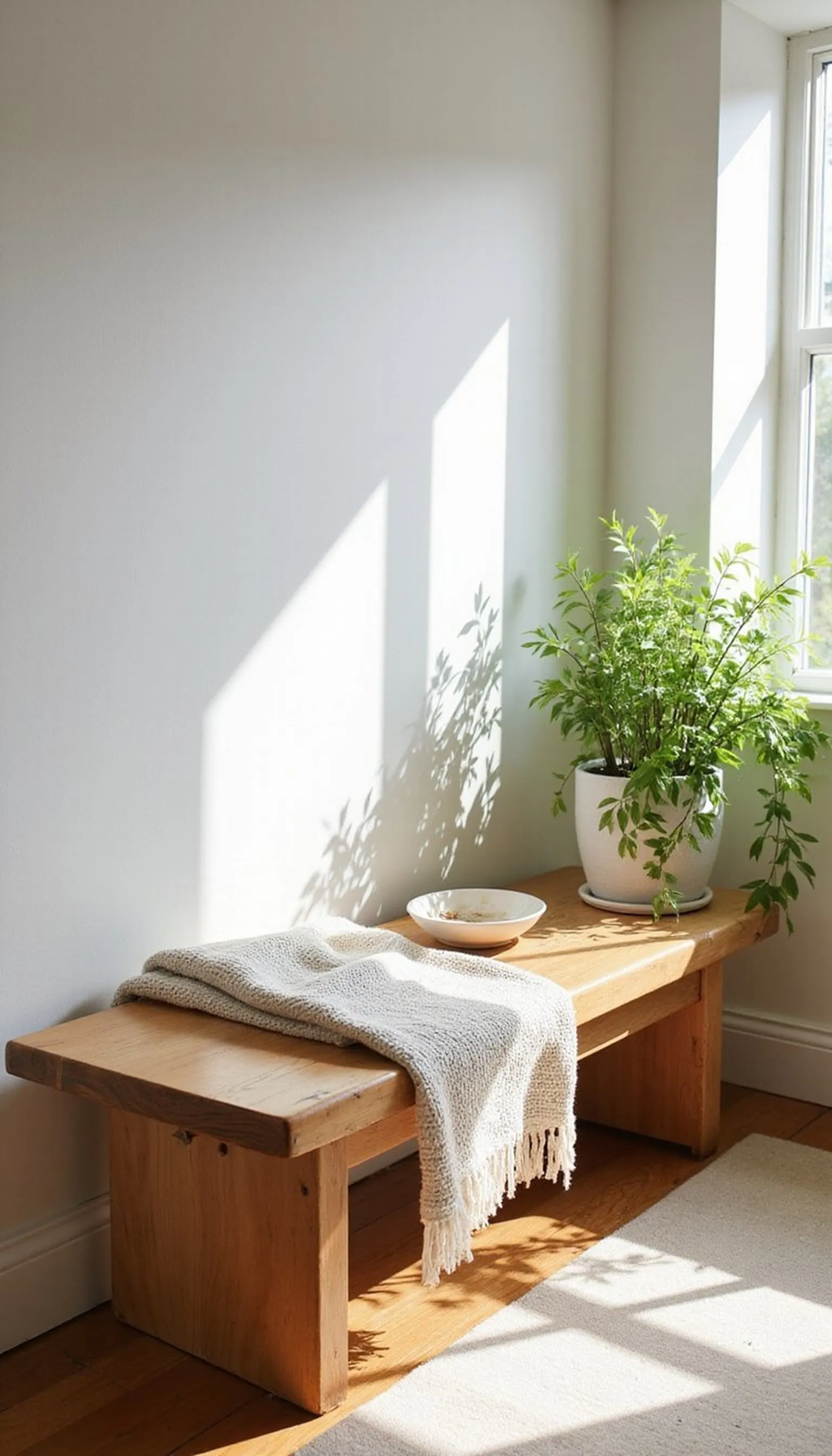 Small Meditation Bench by a Sunny Window