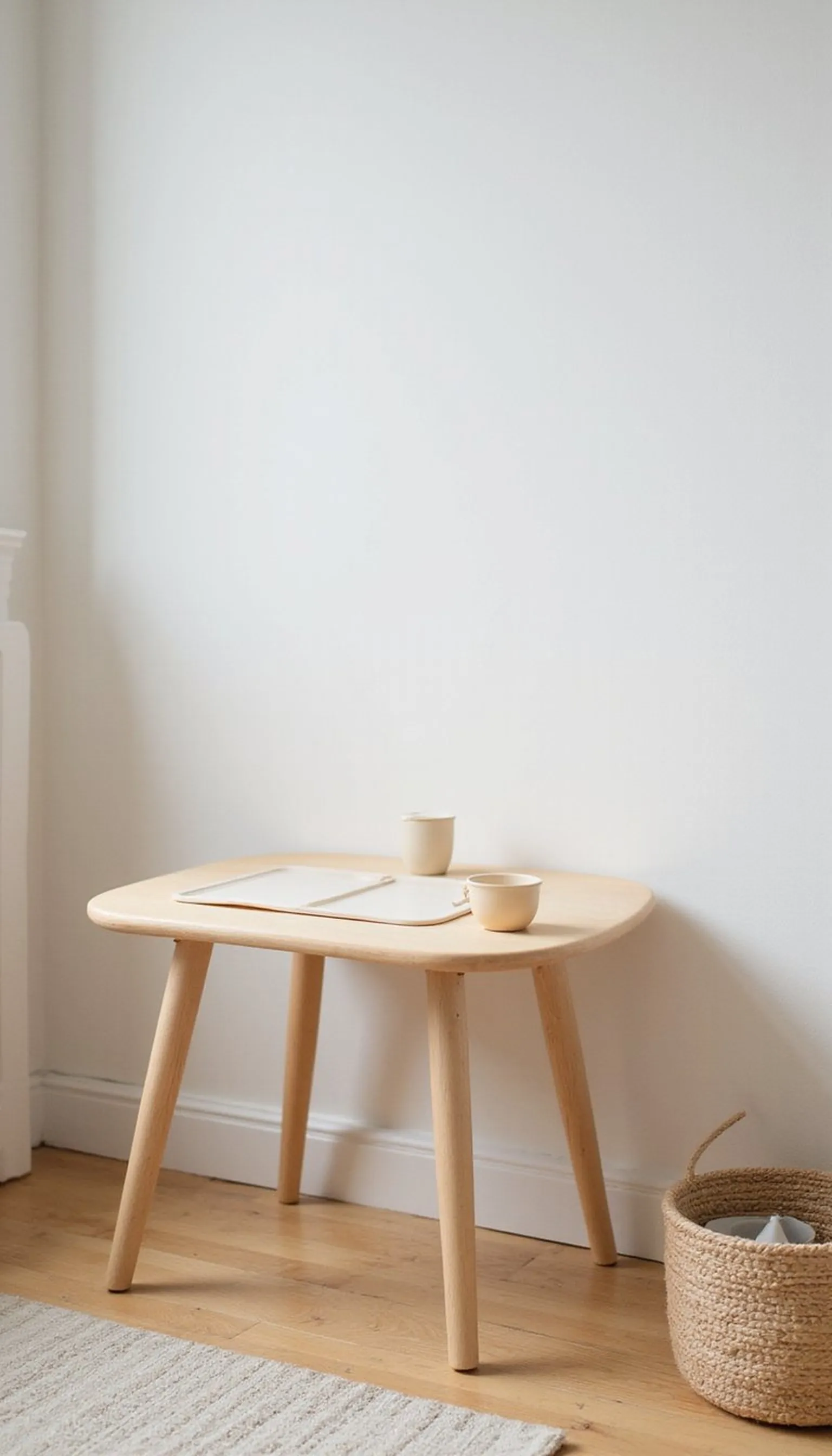 Rounded low table for safe snack and play