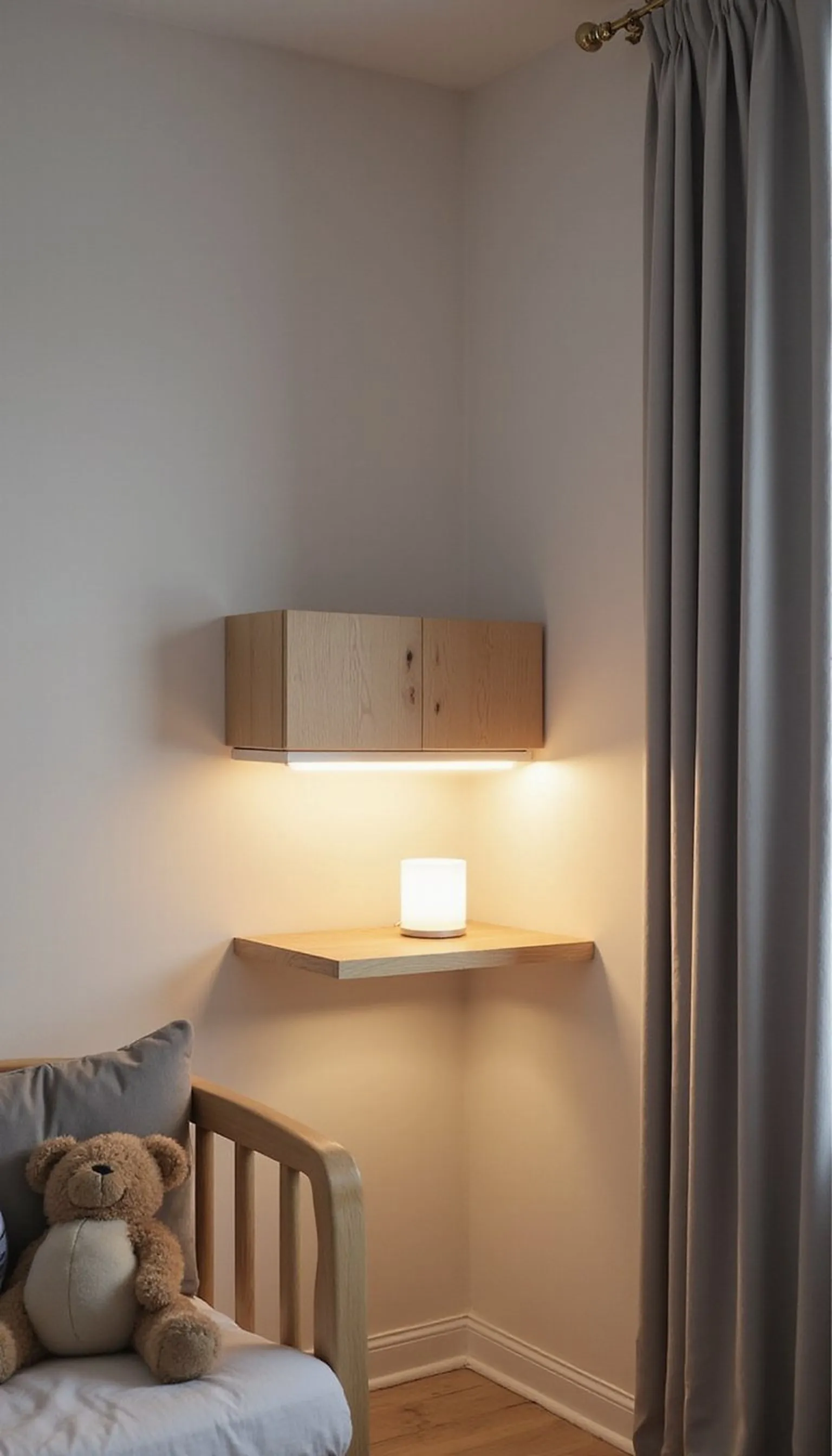 Subtle LED shelf lighting for safe night comfort