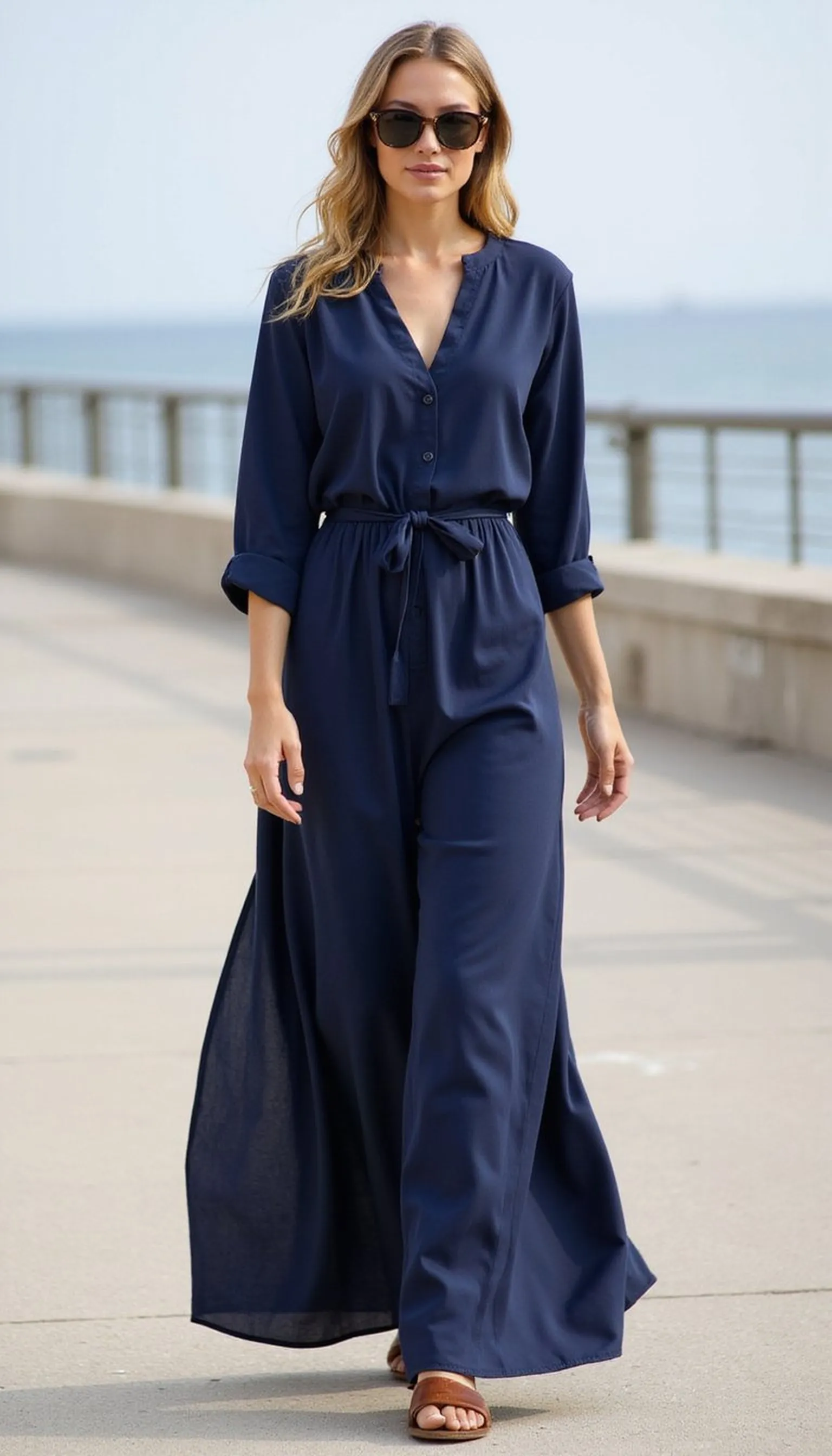 Navy maxi kaftan — easy coverage, chic look