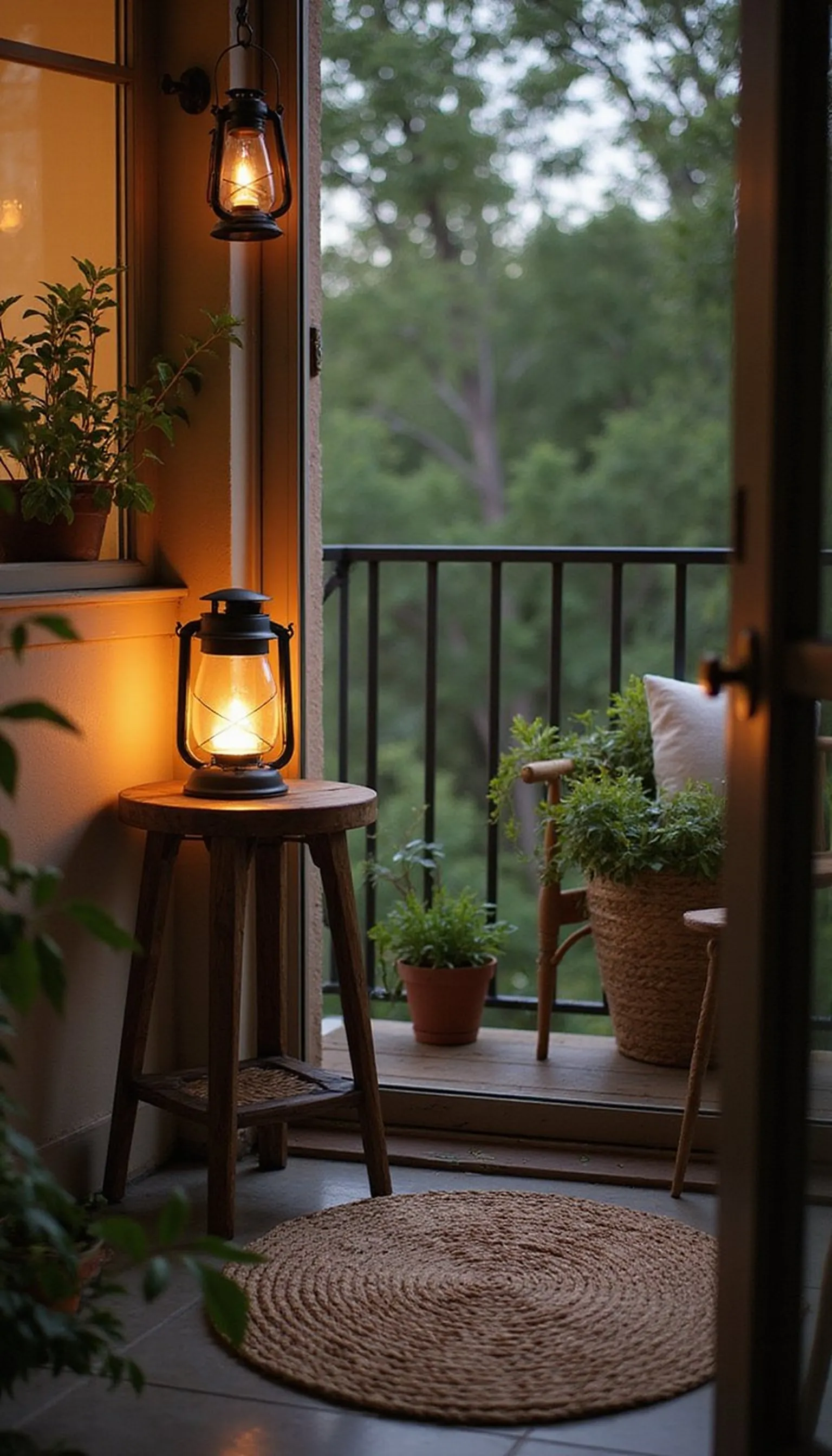 Battery-operated lanterns for porch and balcony ambiance