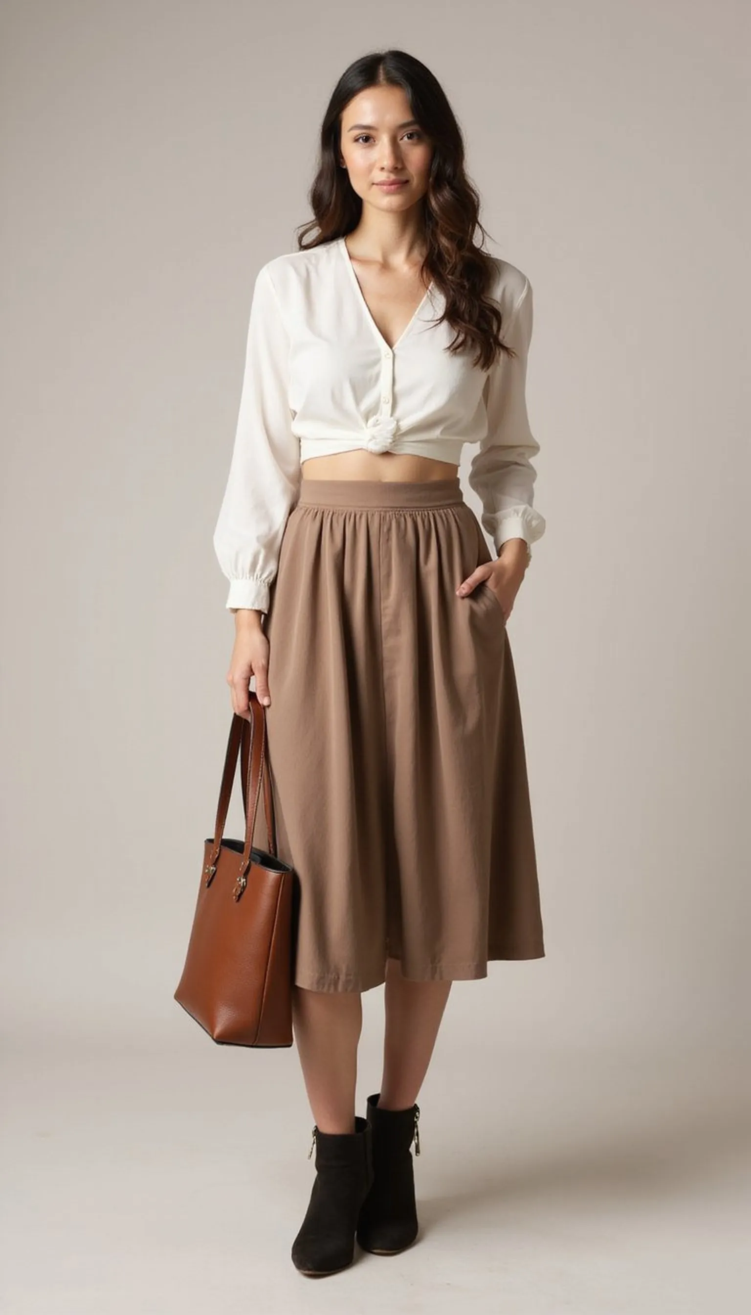 High-waist skirt with cropped nursing blouse