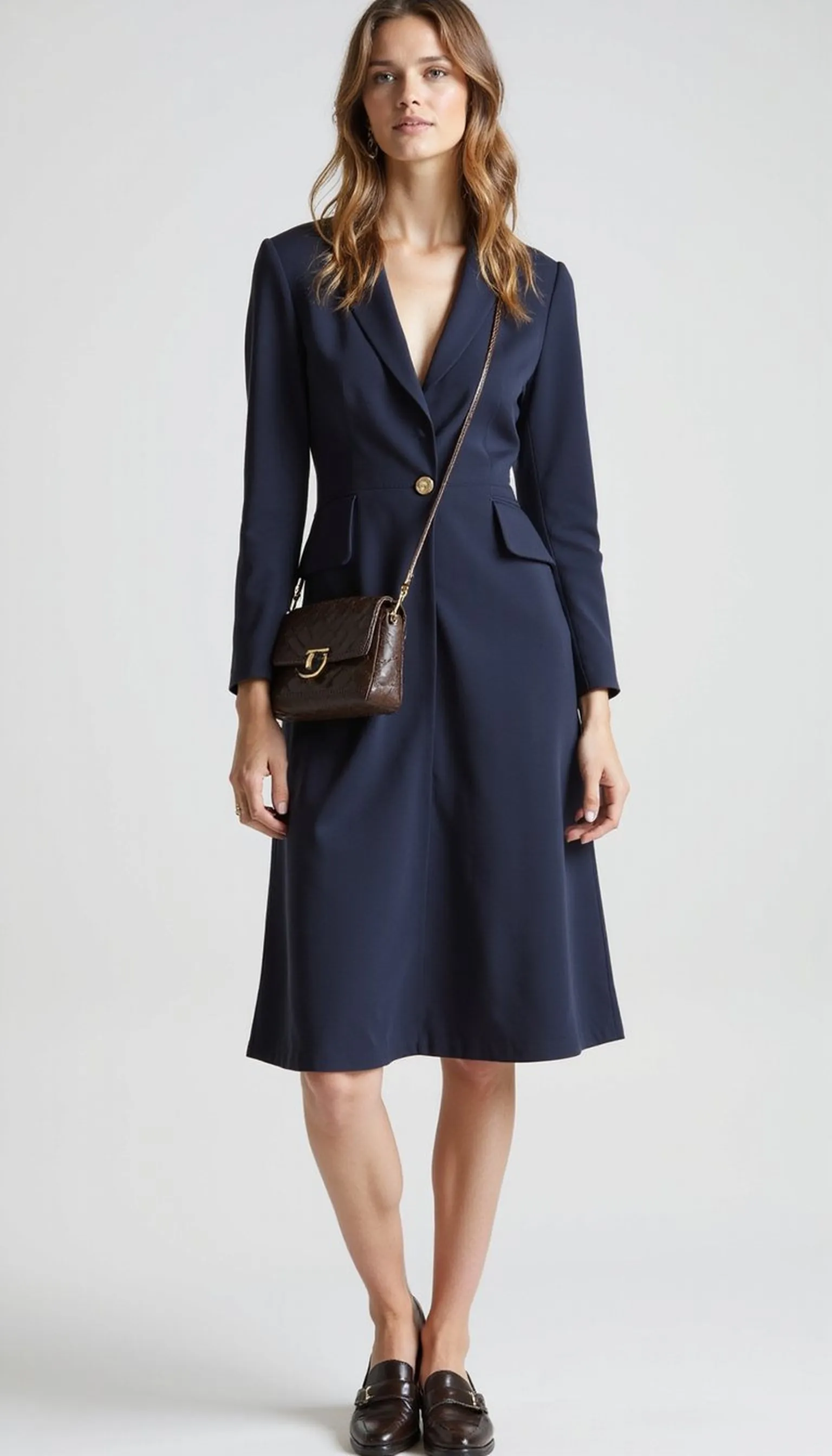 Nursing-friendly blazer dress for smart-casual flair