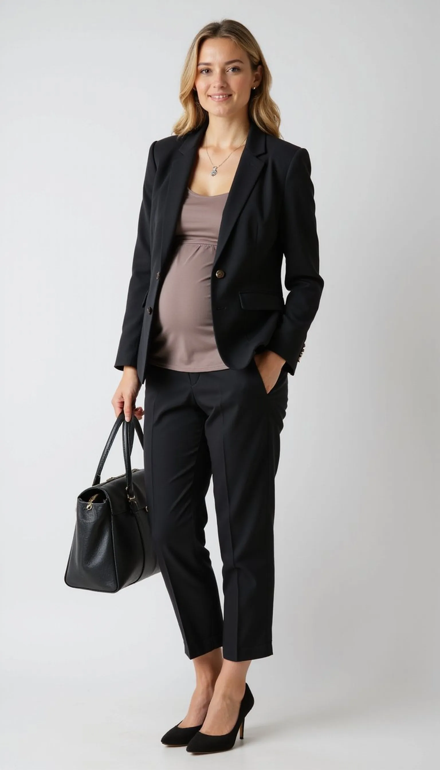 Structured blazer over a nursing camisole