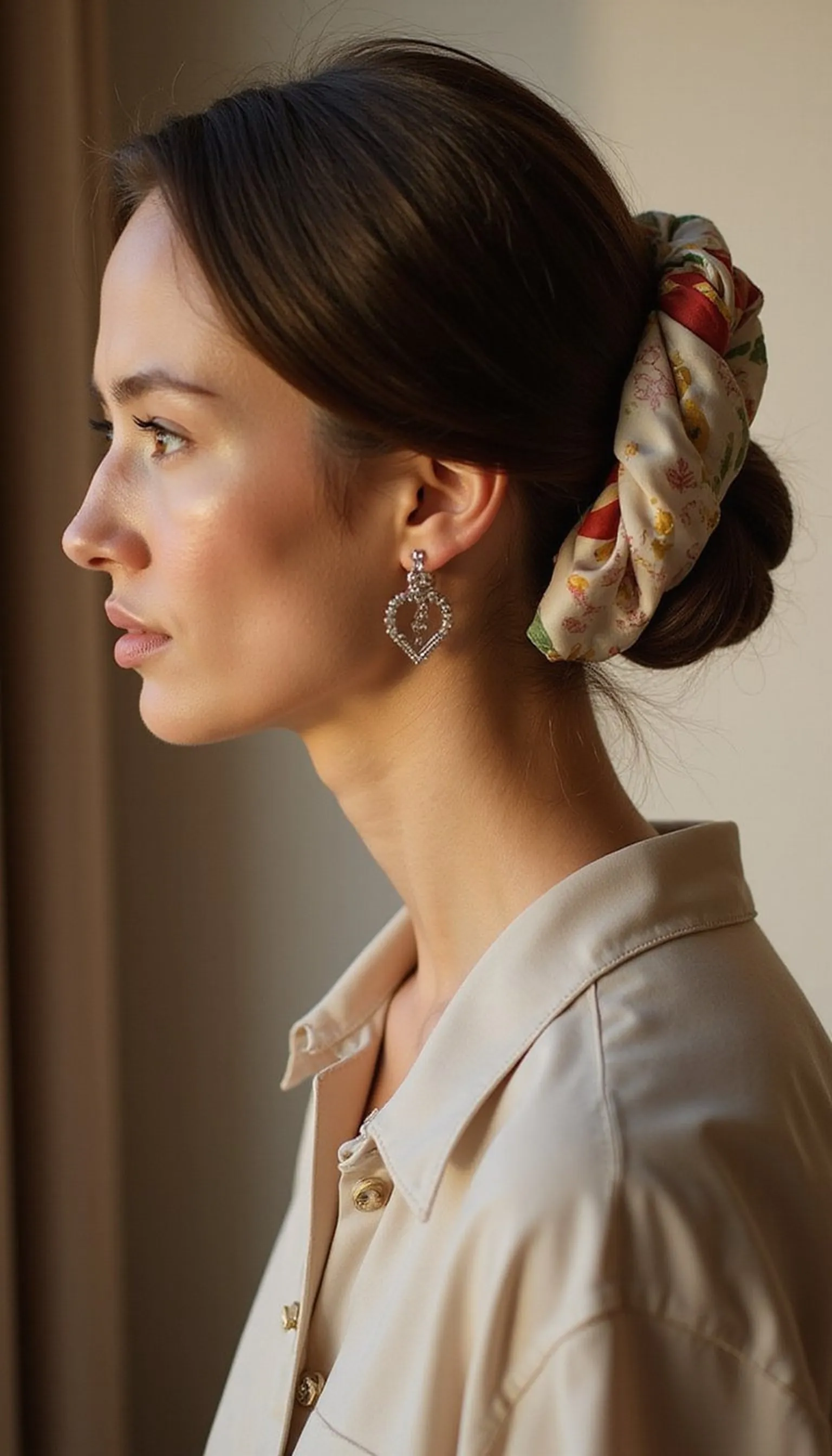 Low Silk-Wrapped Bun For Frizz Control