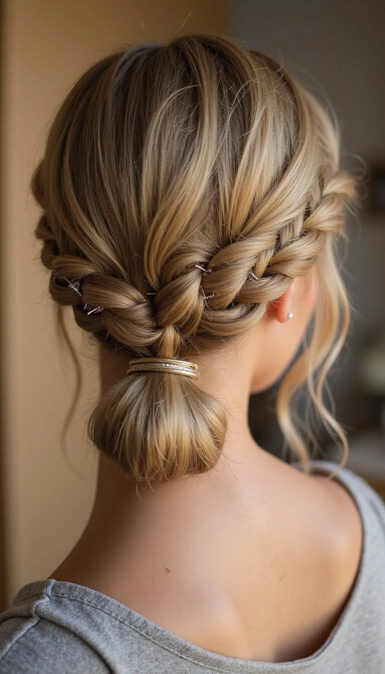 French Braid Into Low Bun For Security