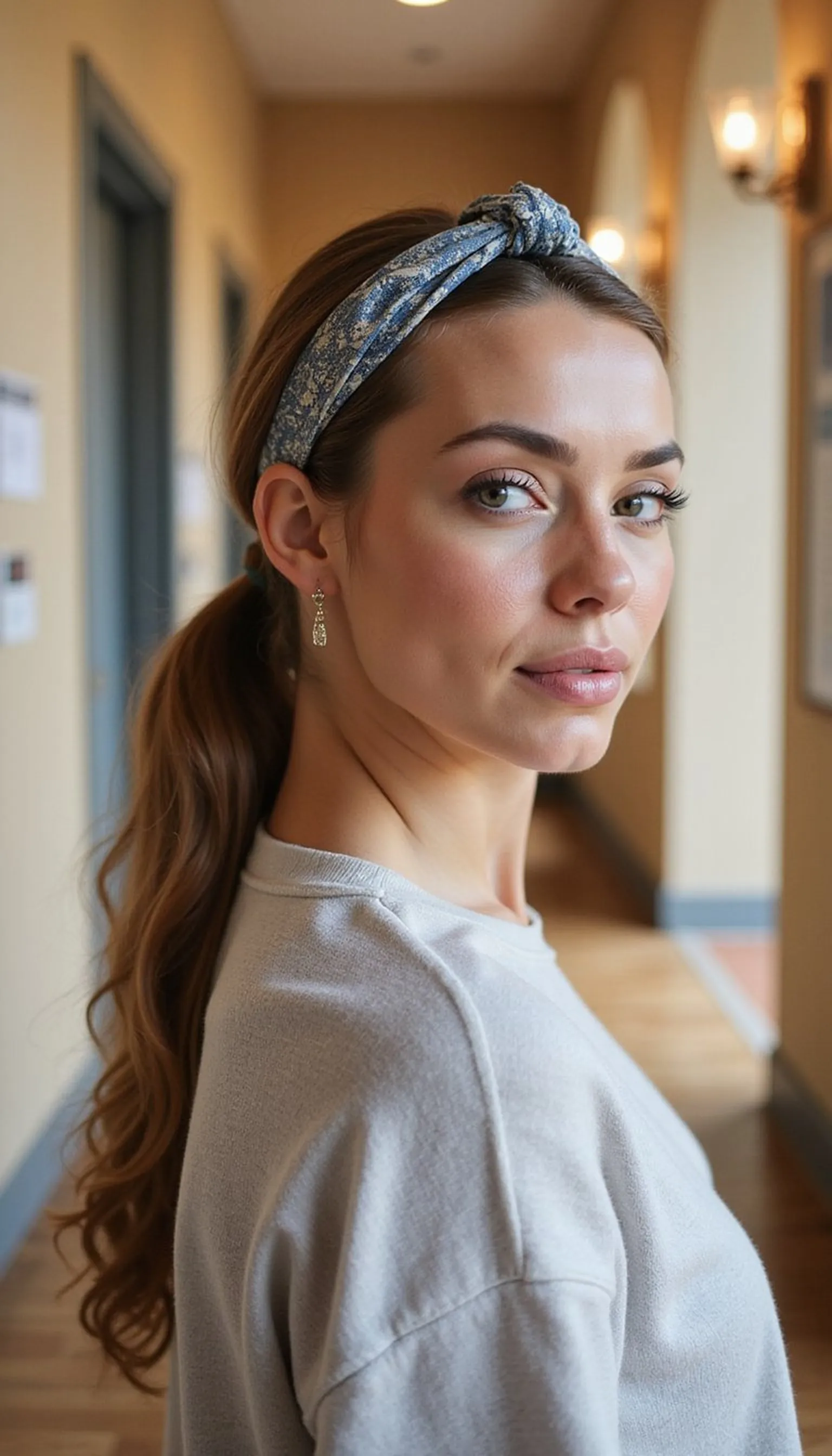 Sleek Low Pony With Headband For Clean Lines