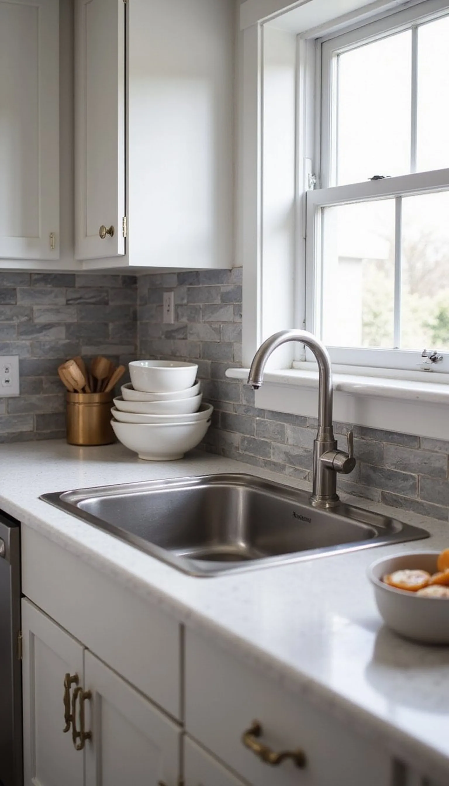 Subtle gray stone-look panels for quiet texture