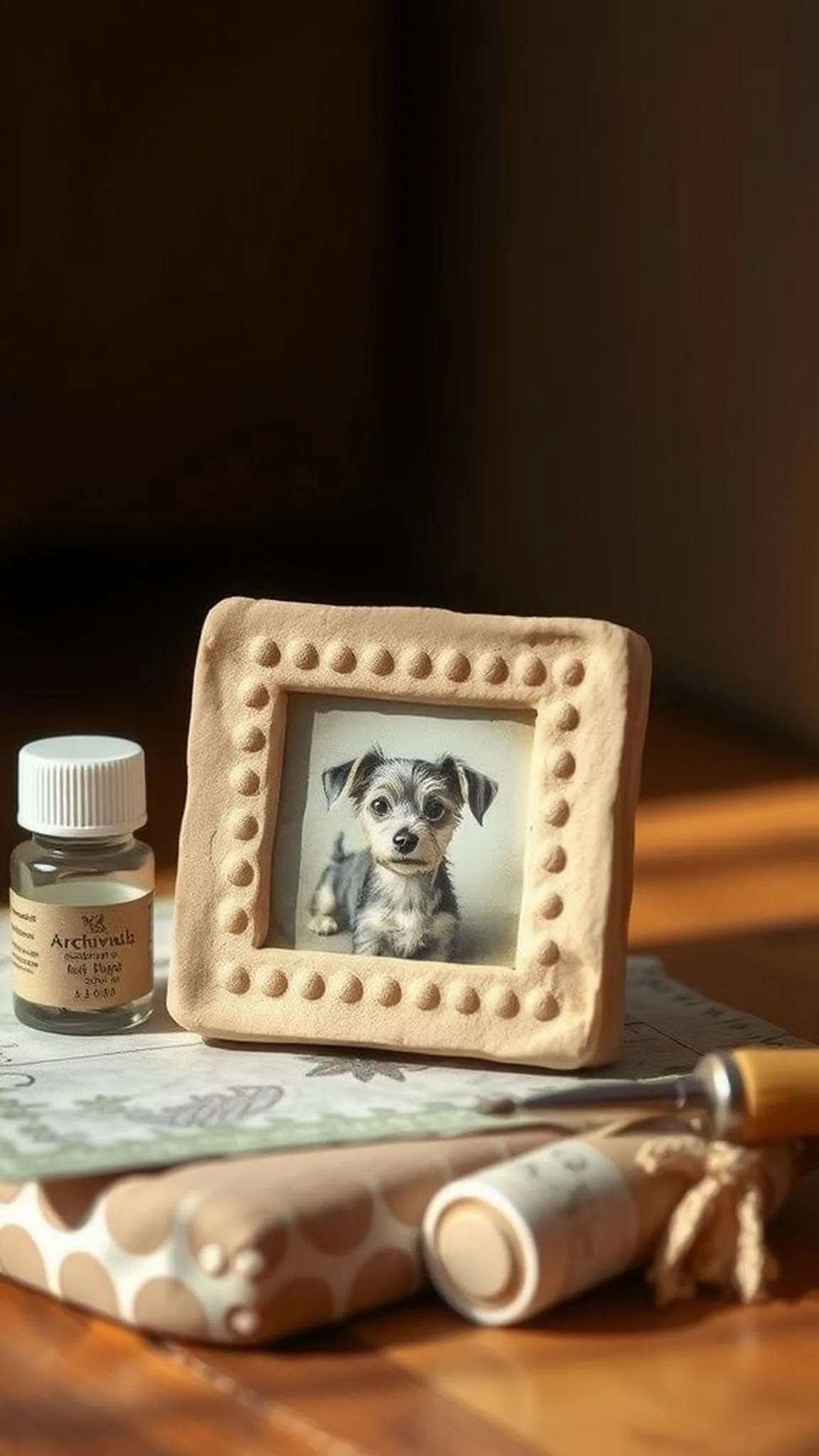Mini photo frame with dough border