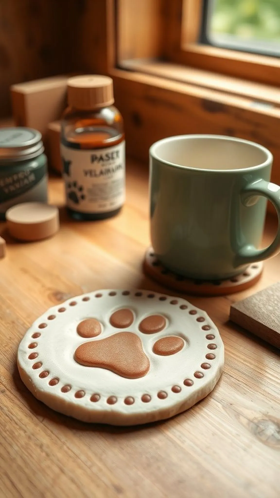 Pet paw coaster for tabletop display