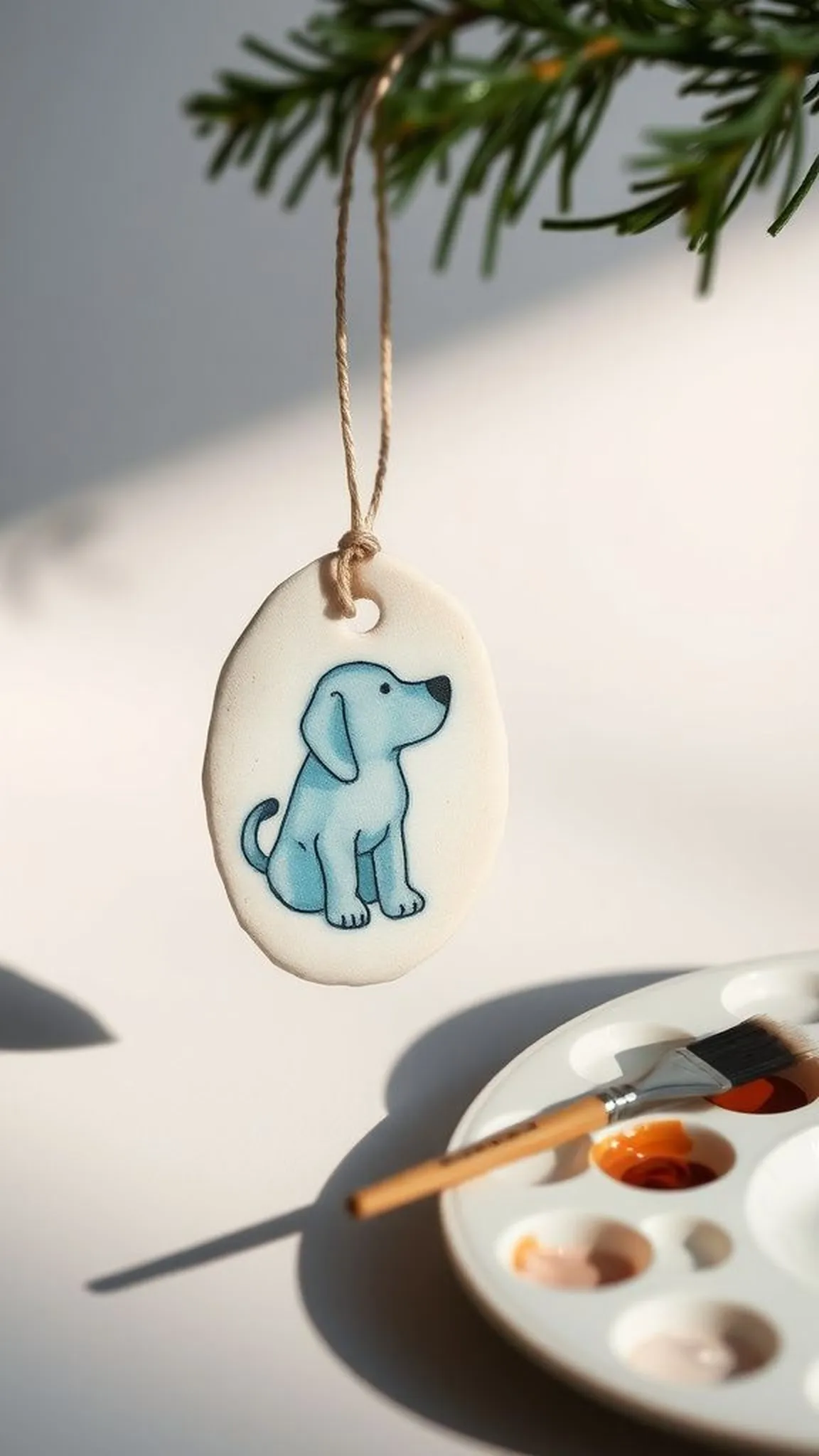 Pet silhouette ornament painted in watercolors