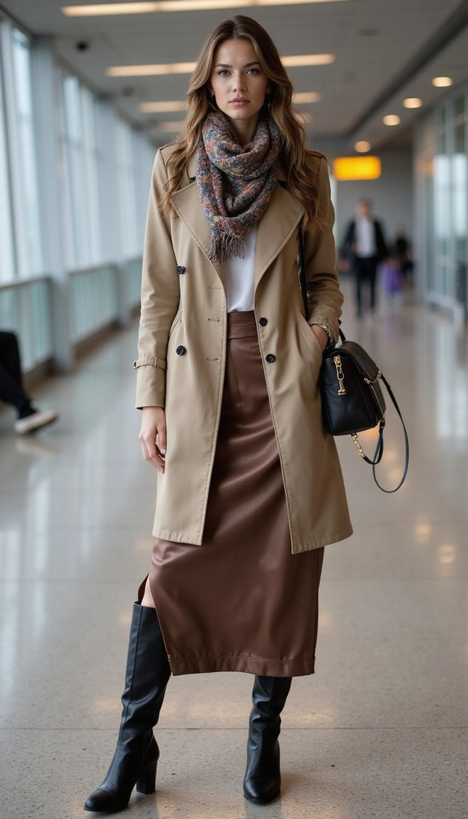 Trench and blanket scarf with satin for travel days