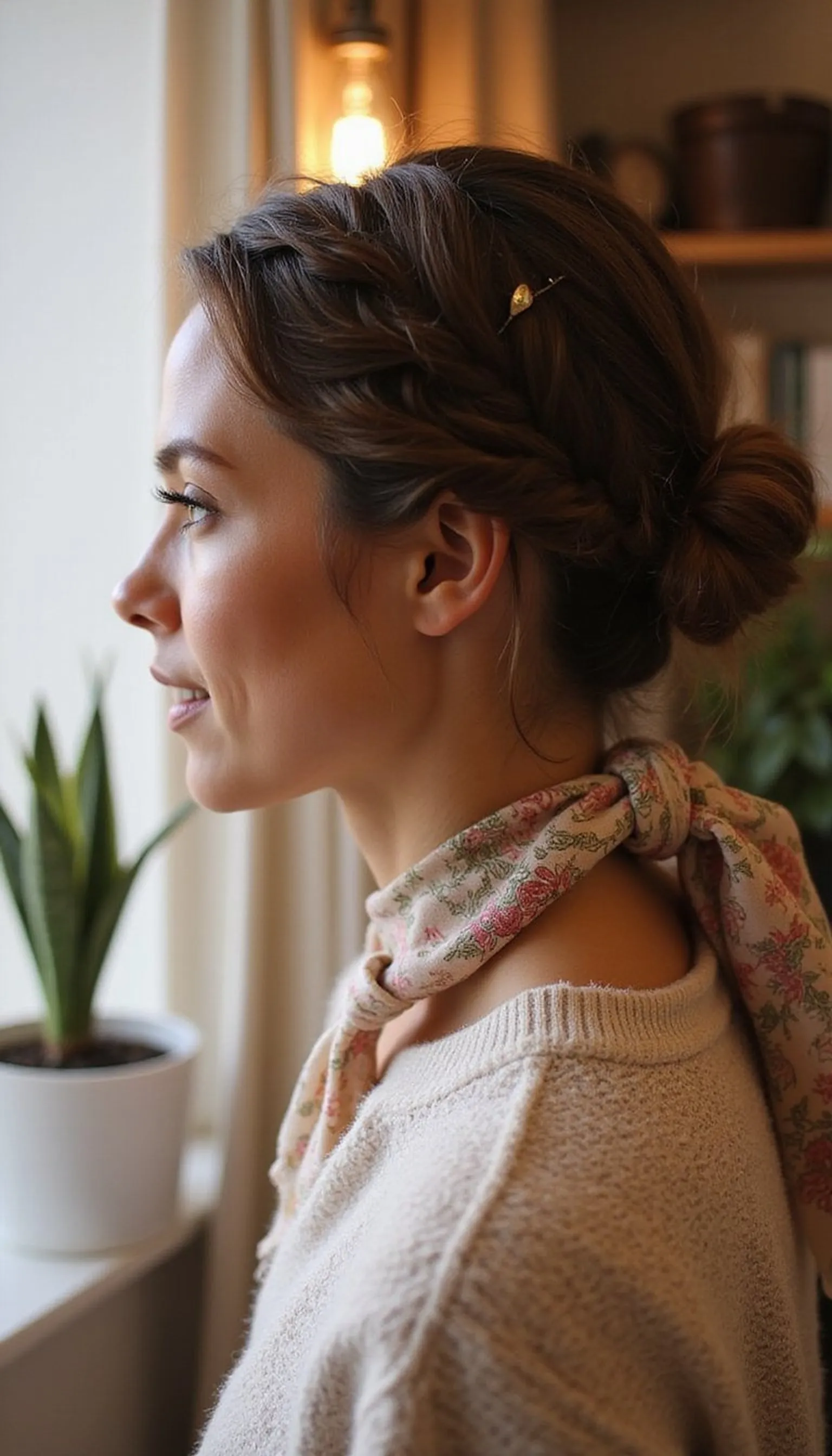 Braided Low Bun For Cozy Necklines