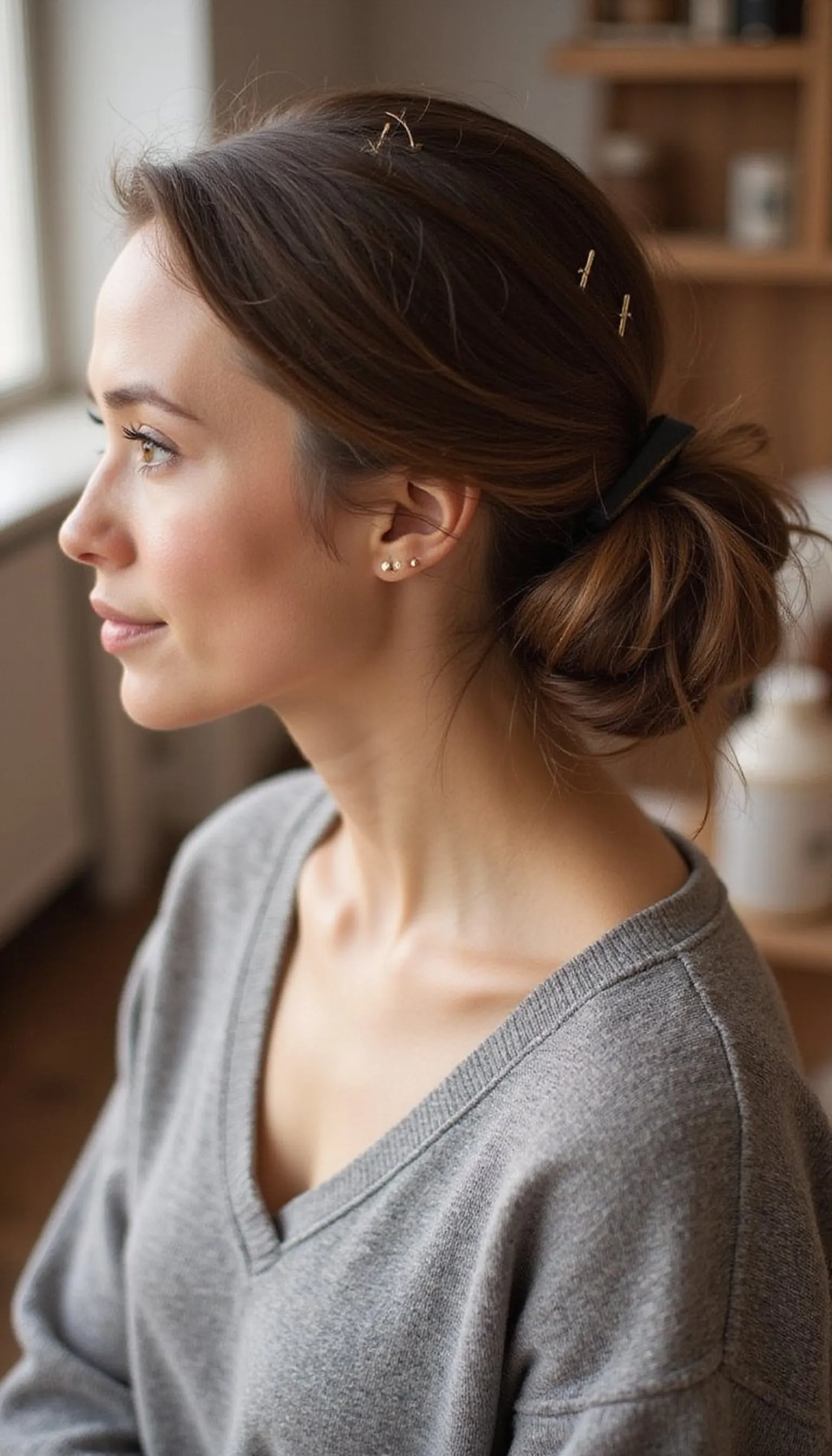 Layered Low Bun For Thick Hair Control