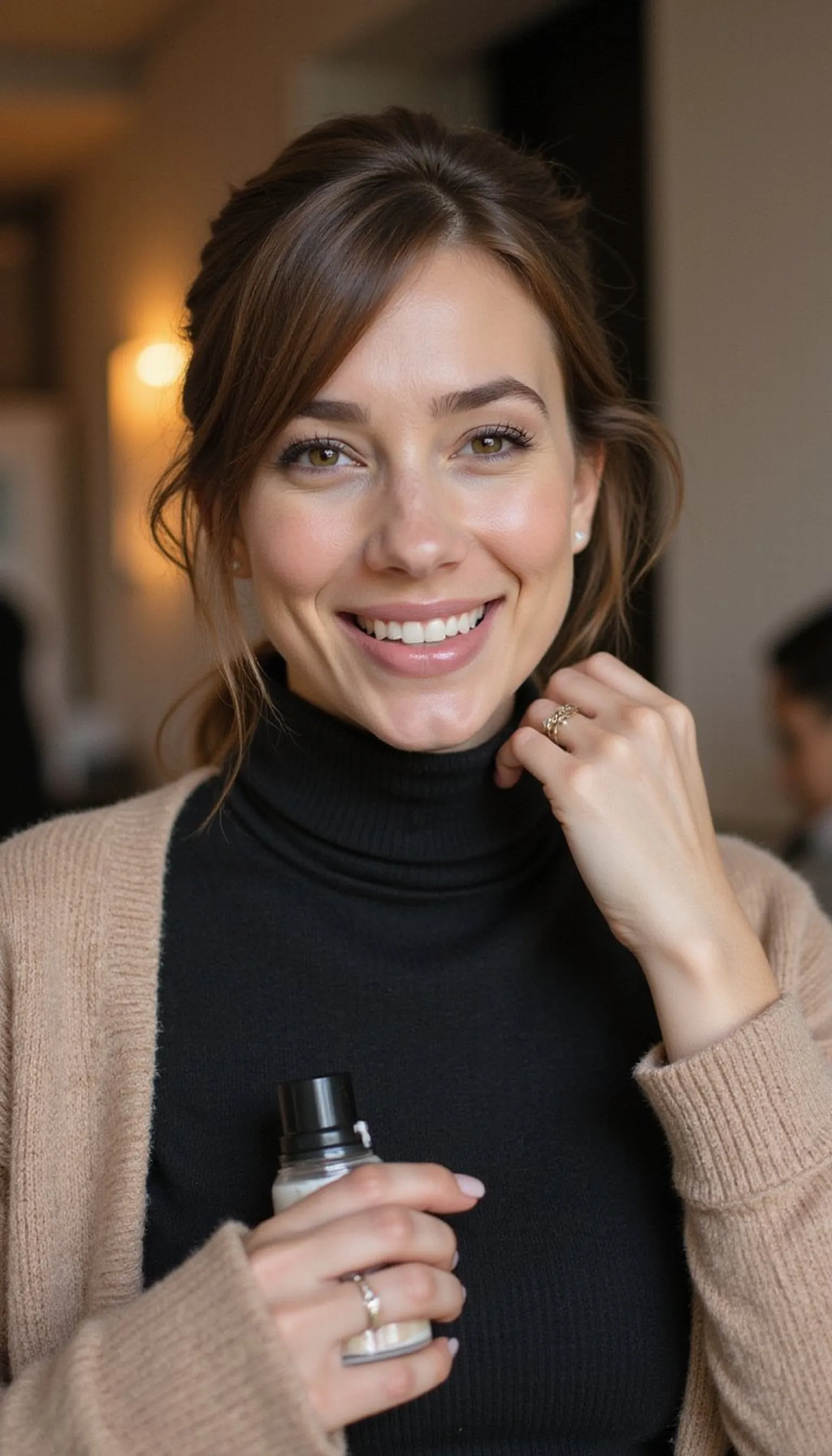 Sleek Low Bun Under Turtleneck Collar