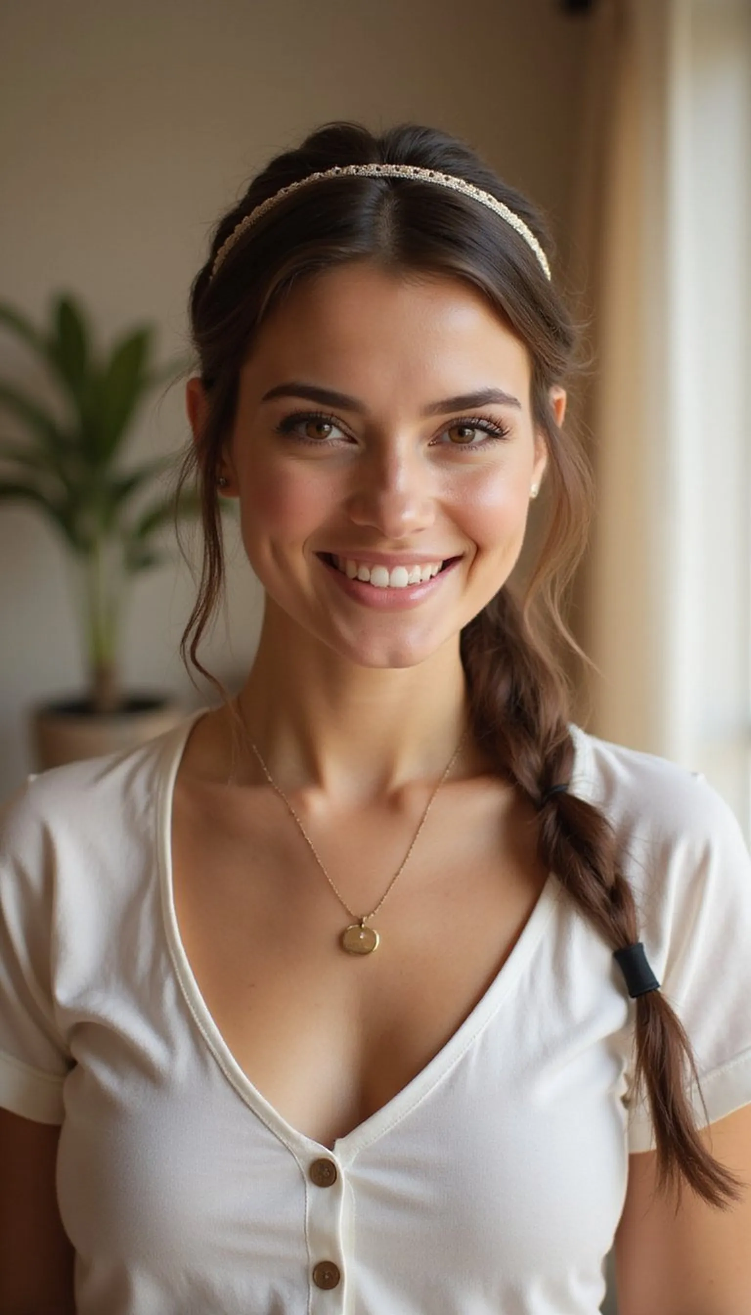 Sleek Twisted Low Ponytail With Headband
